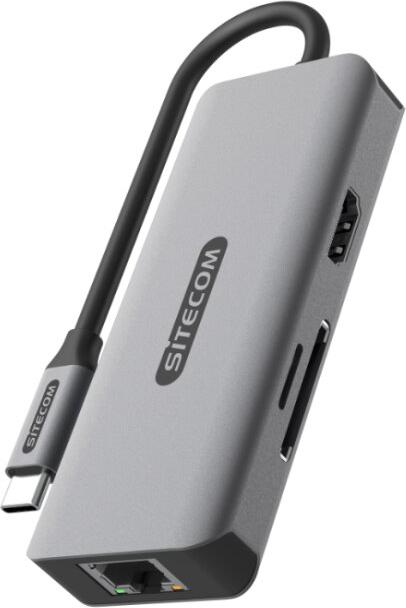 Sitecom CN-5503, USB Typ-C, HDMI, RJ-45, USB 3.2 Gen 1 (3.1 Gen 1) Type-A, USB 3.2 Gen 2 (3.1 Gen 2) Type-C, USB Typ-C, Microsd (transflash), SD, 5000 Mbit/s, Tmavo šedá, 1 kusov