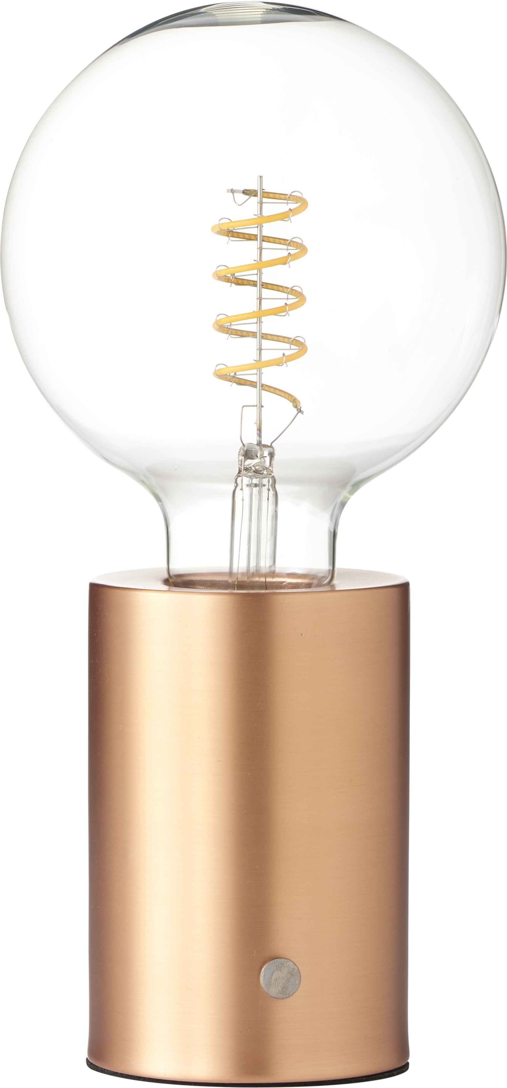 Northpoint LED Akku Tischlampe Edison Style Glühbirne mit Glühdraht 2000mAh Touch Dimmer Roségold klare Birne