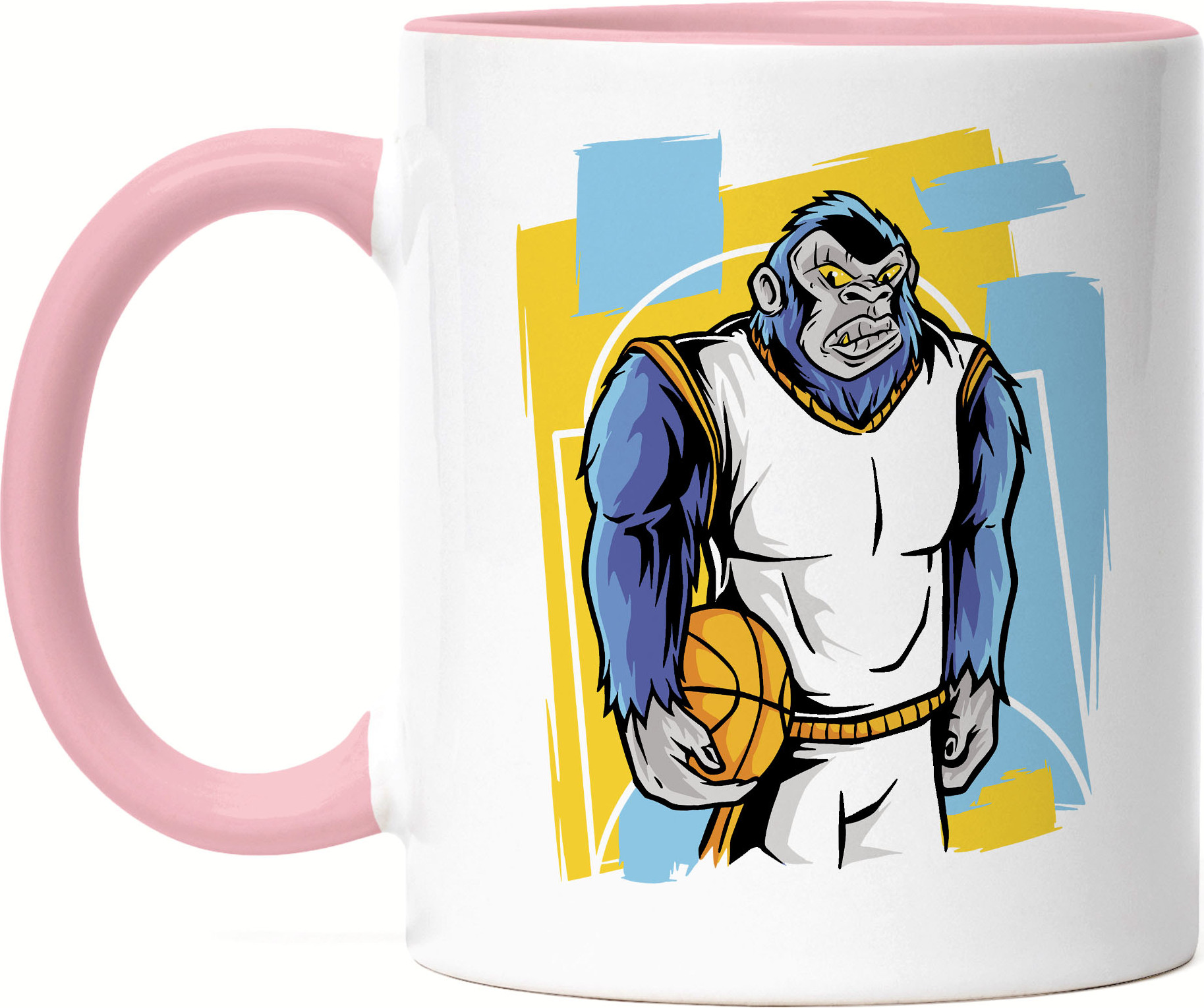 Hey!Print Basketball Tasse Rosa Gorilla Mannschaft Spieler Korb Teamsport Gewinner Ballsport Jersey Team Mannschaftssport HP-1790-T-Rosa