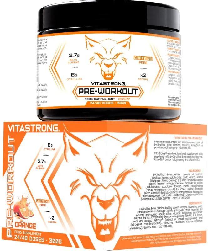 Pre Workout Booster Ohne Koffein 300g, Vegan Preworkout mit Vitamin B12, Citrullin, Beta-Alanin, enXtra Galanga, Taurin Pulver, AstraGin, Vitastrong