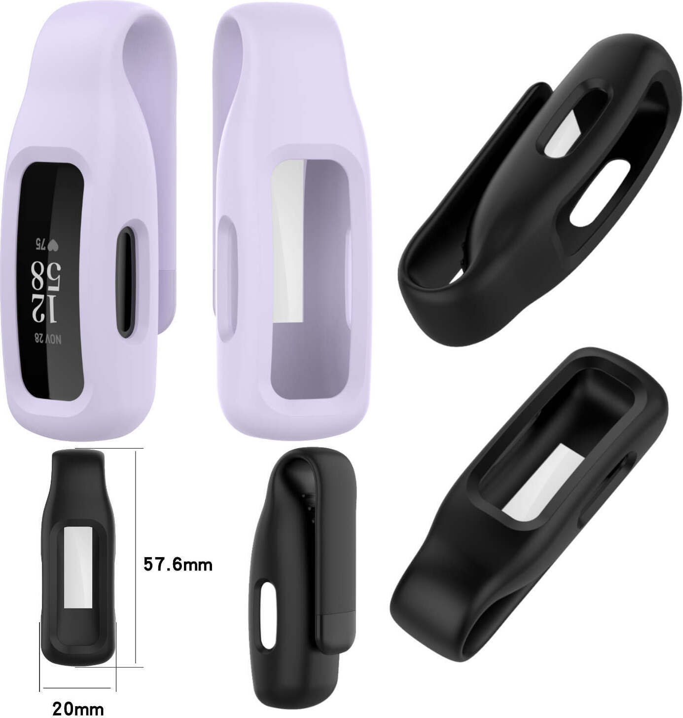 Pre Fitbit Inspire 3 Vysoko kvalitný plast / oceľ / TPU puzdro Clip Watch Smart Sport Case Purple