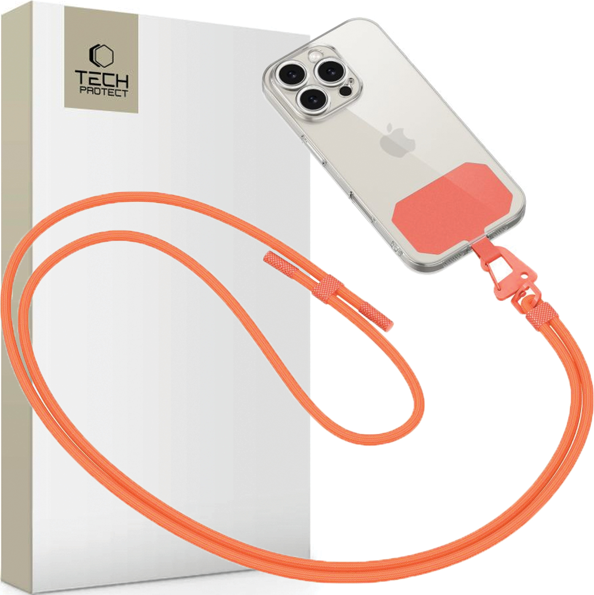 Tech-Protect Universal Handykette / Handyschnur mit transparentem patch / Handyhalter, orange C5S