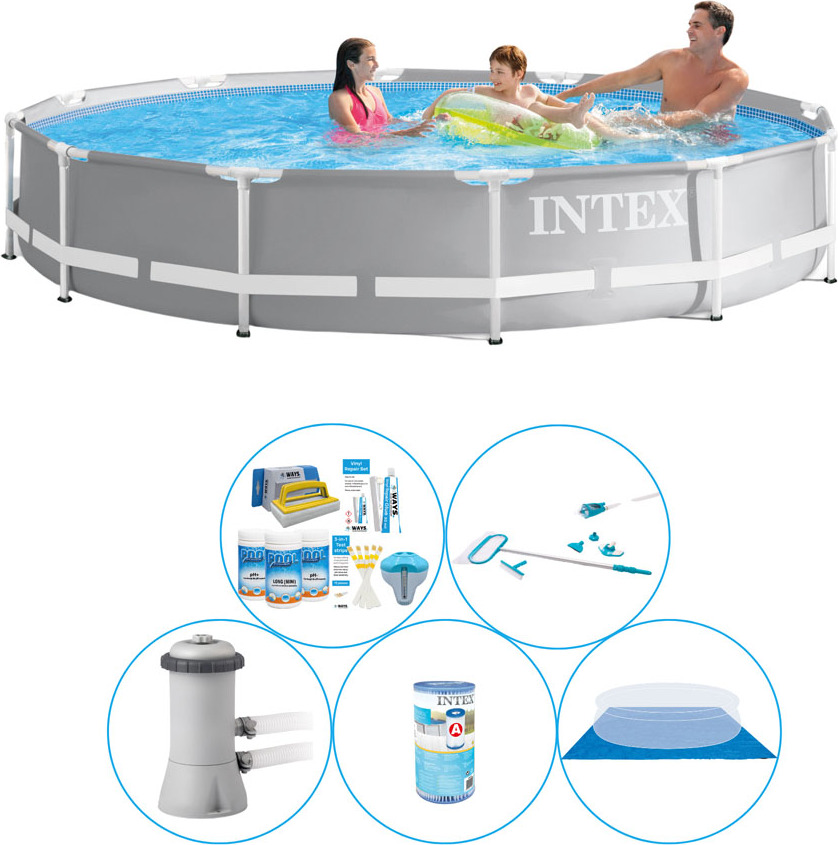Intex Prism Frame Round 366x76 cm - 6-dielny - Bazén s príslušenstvom