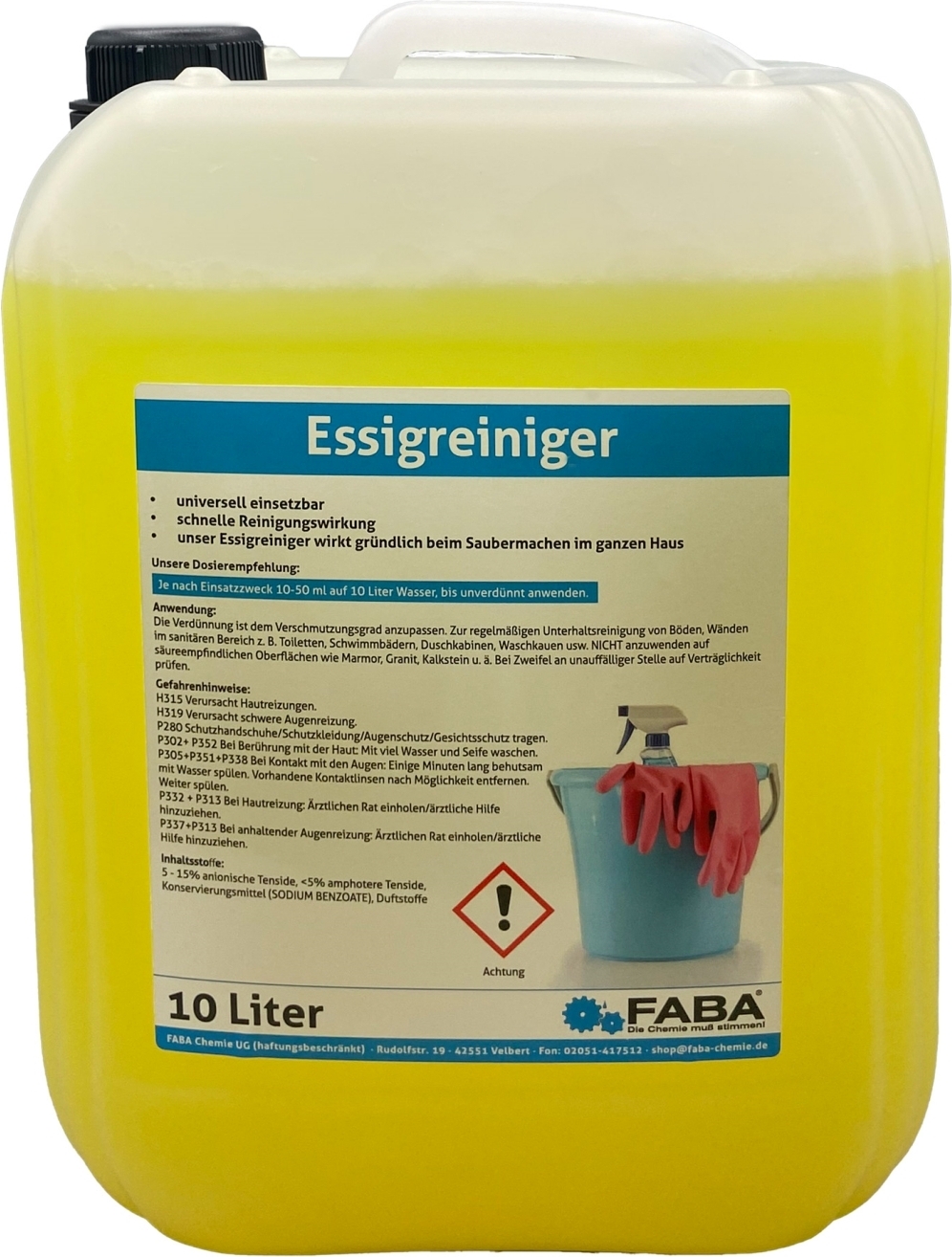 FABA Chemie Essigreiniger Essig Reiniger 10 L im Kanister