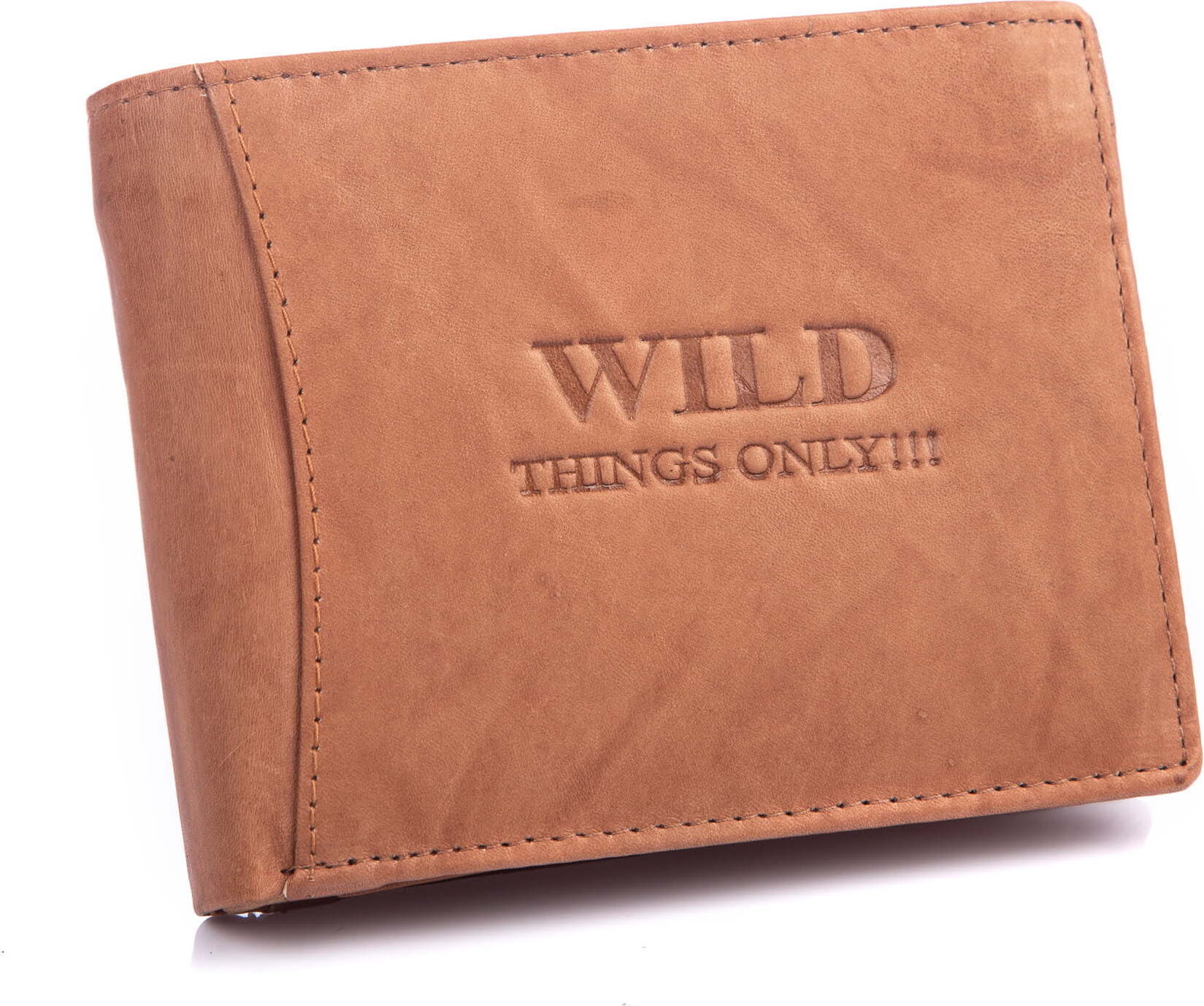 Wild Things Only WILD Herrenportemonnaie klassisches EchtLeder Geldbörse mit Münzfach 7 Kartenfächer, Beige