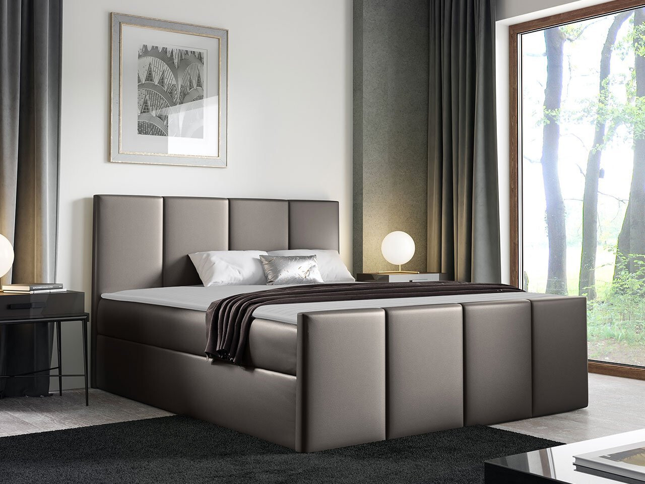 Hotelová manželská posteľ 180x200 MORALA - šedá 1 + topper ZDARMA