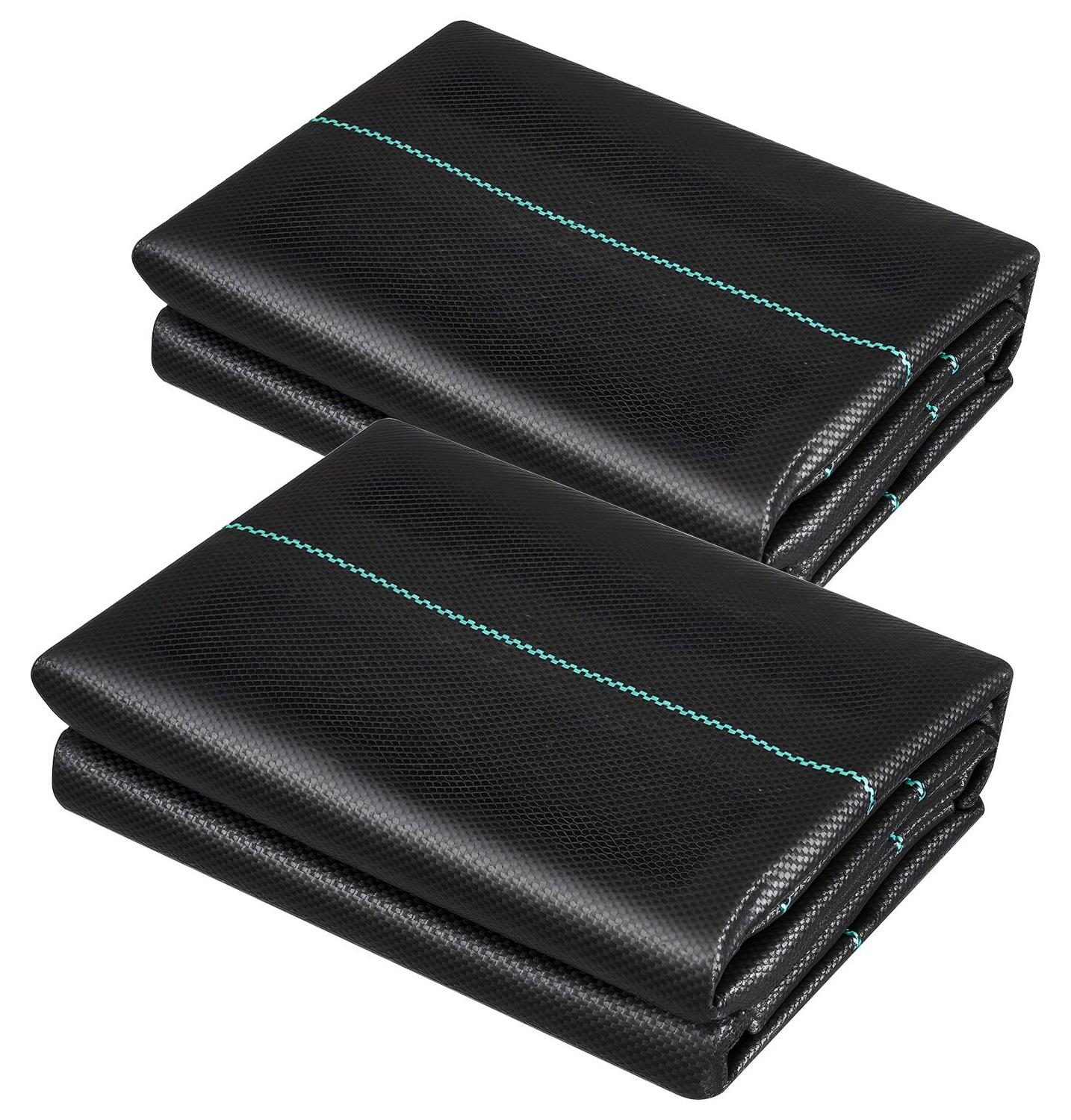VEVOR Unkrautvlies, strapazierfähig, 2er-Pack, 1,2 x 15,2 m, 90,7 g, Unkrautvlies, gewebtes Landschaftsvlies, Gartenvlies, Unkrautbarriere, Unkrautbekämpfungs-Bodenabdeckung, Geotextilgewebe, schwarz