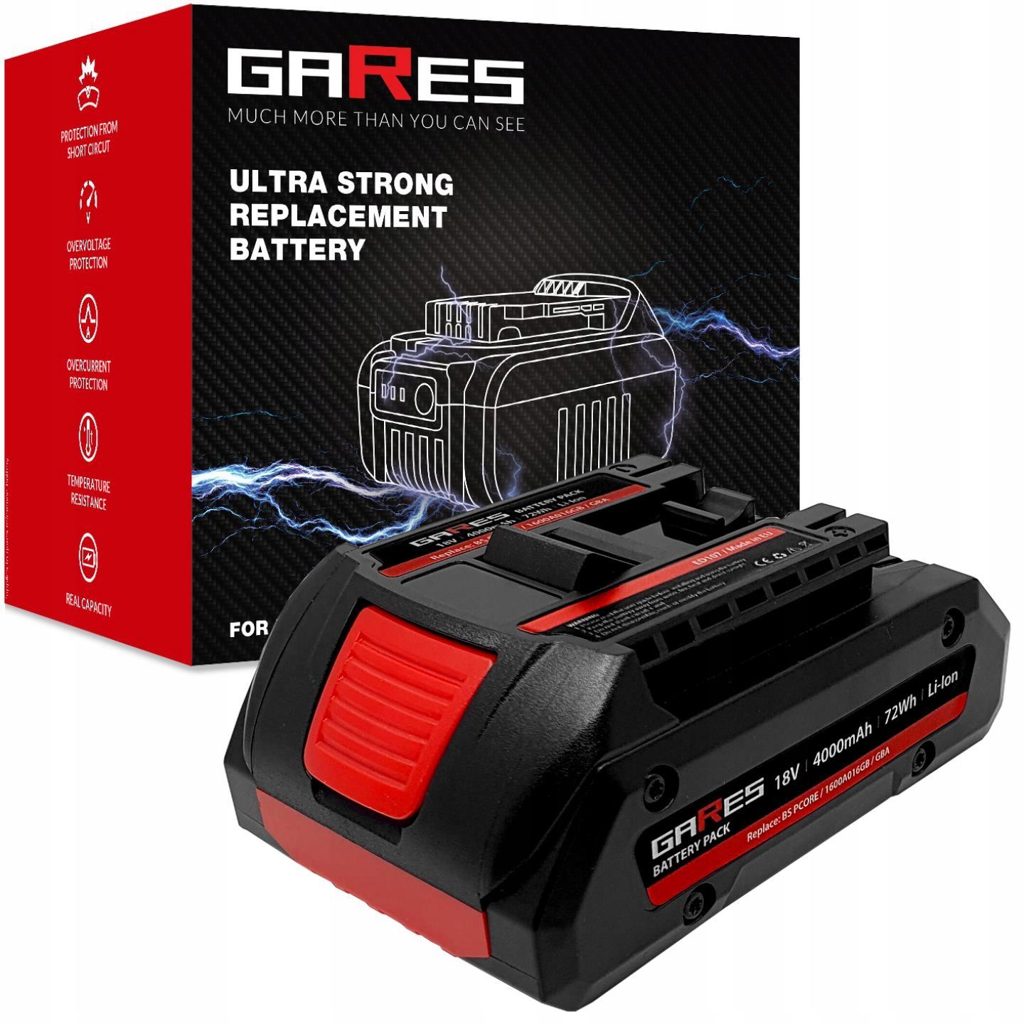 Gares Akkupack zum Zellentausch für Bosch ProCORE GBA GBL GSR Li-Ion | 18 V 4 Ah Li-Ion | Ersatz-Zellenpack für Werkzeugakkus | Profi-Qualität Gares® ED107-18-40-BS