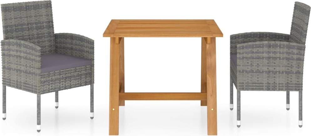 The Living Store 3ks. Záhradný jedálenský set sivý