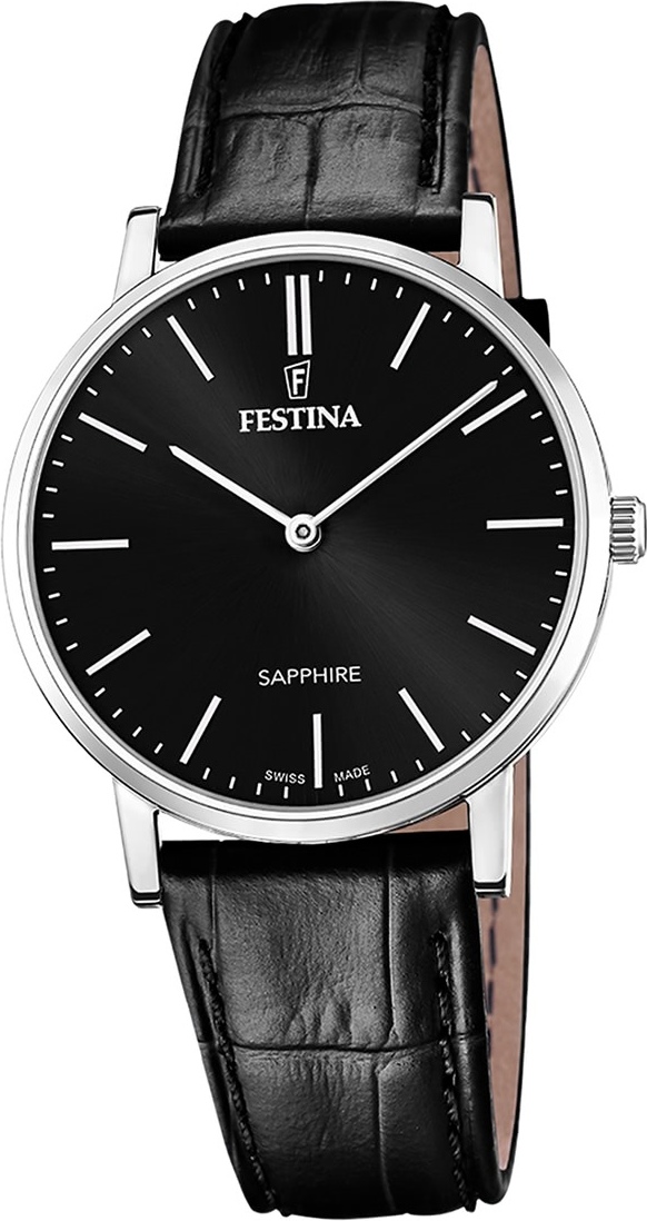 Festina pánske hodinky kožené čierne Festina Swiss Made náramkové hodinky D2UF20012/4