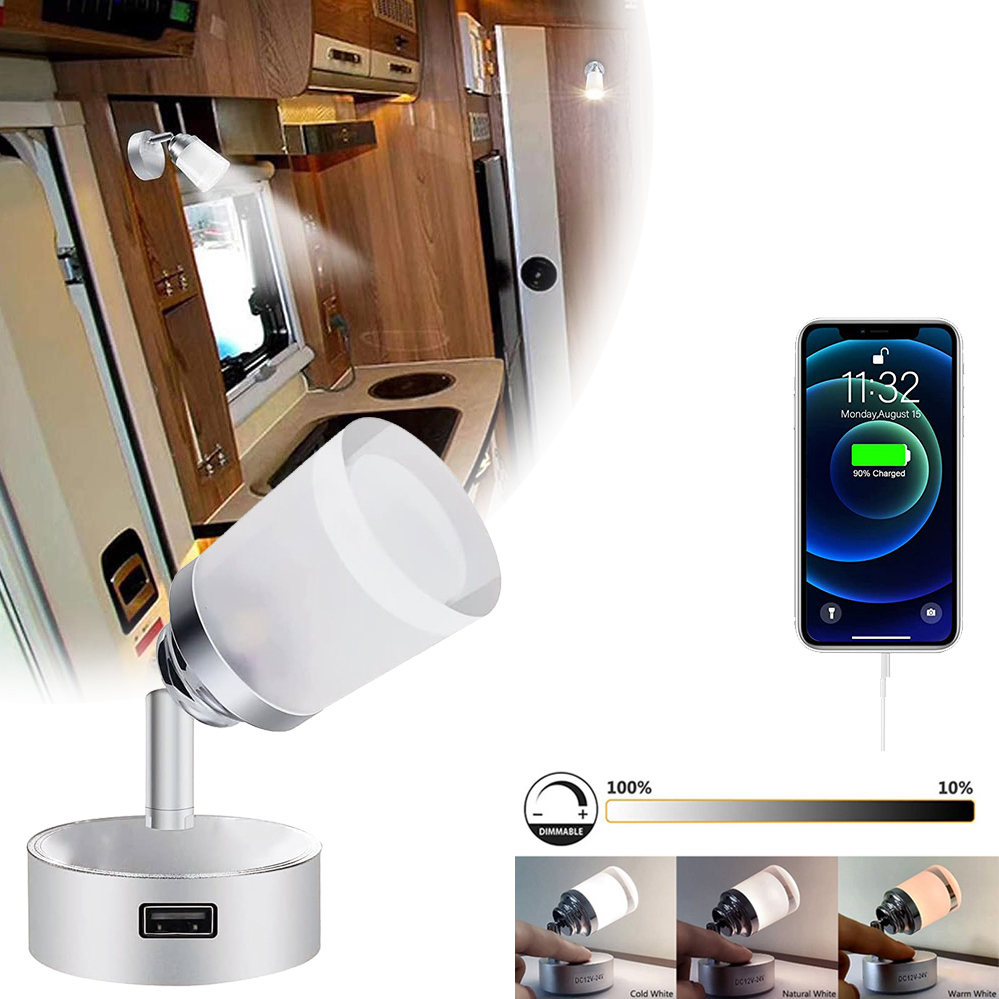 12V LED Leselampe Wohnmobil - Dimmbar Mit USB-Anschluss Für Camper & Boote