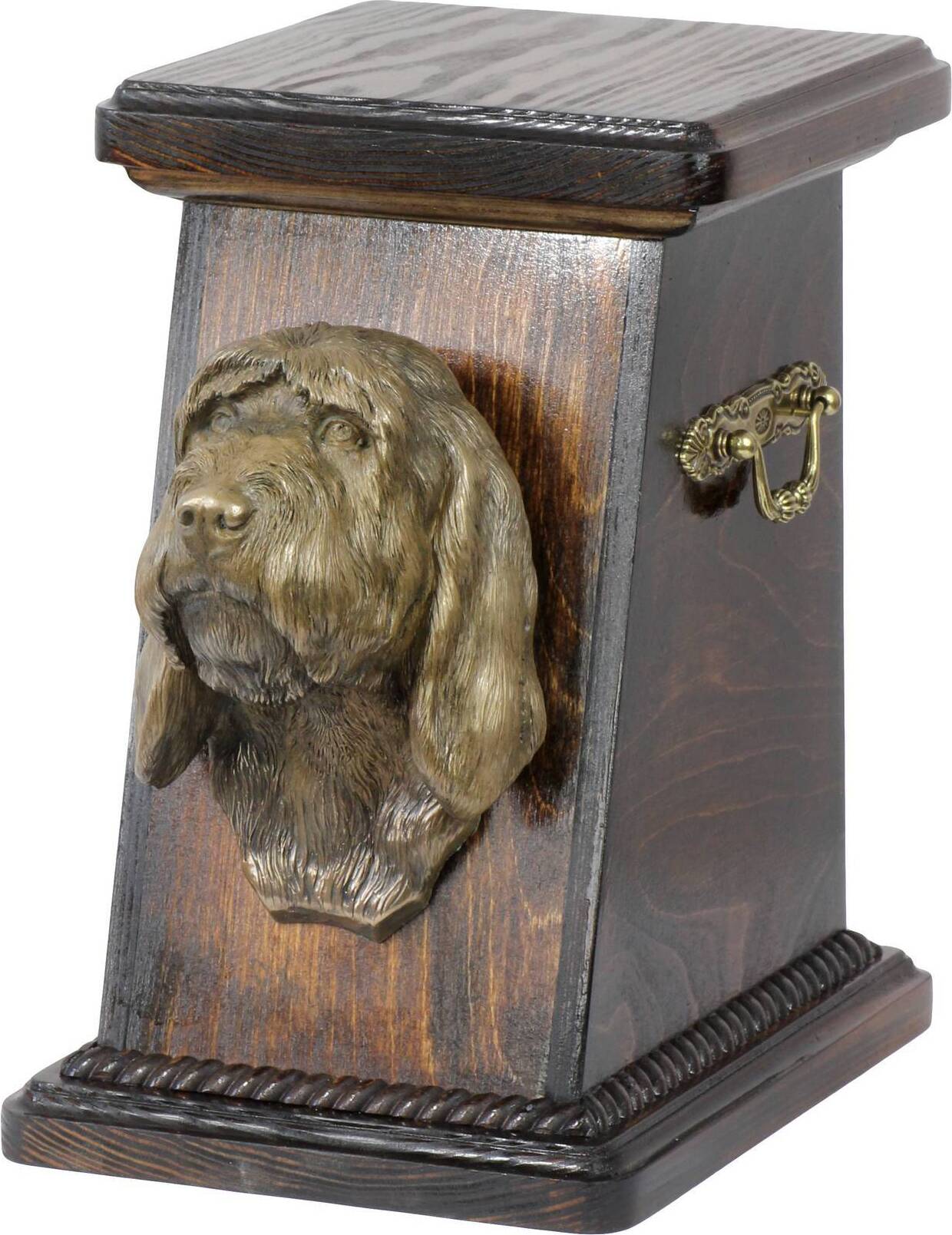 Grand Griffon Vendéen, Grosser Griffon Vendéen eine Ascheurne für Hunde, eine elegante Urne mit einer Statue, eine Gedenkurne mit dem Porträt eines Hundes von der Marke Art-Dog Image