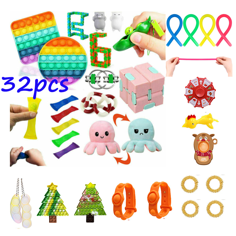 46X Fidget Sensory Toy Pop It Set Autismus ADHS Fidget Stressabbau Spielzeug Neu 