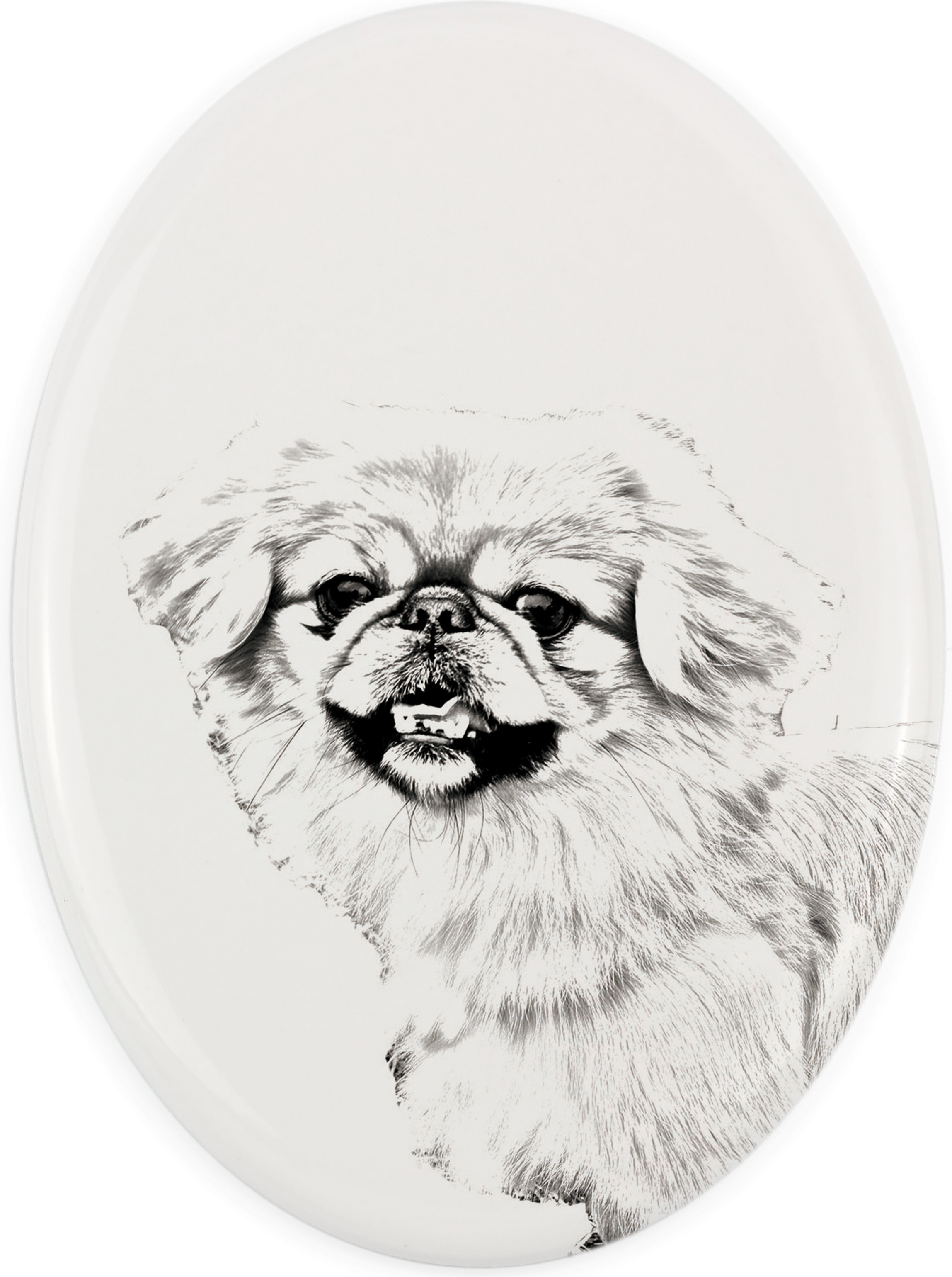 Pekingese, Pekinese, Peking-Palasthund - Gedenktafel mit einem Foto eines Hundes, Grabplatte mit Druck, personalisierte ovale Platte der Marke Art-Dog