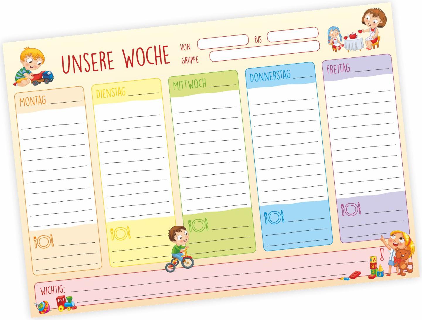 Wochenplaner A4 für Kita 50 Blatt zum abreißen für Erzieher