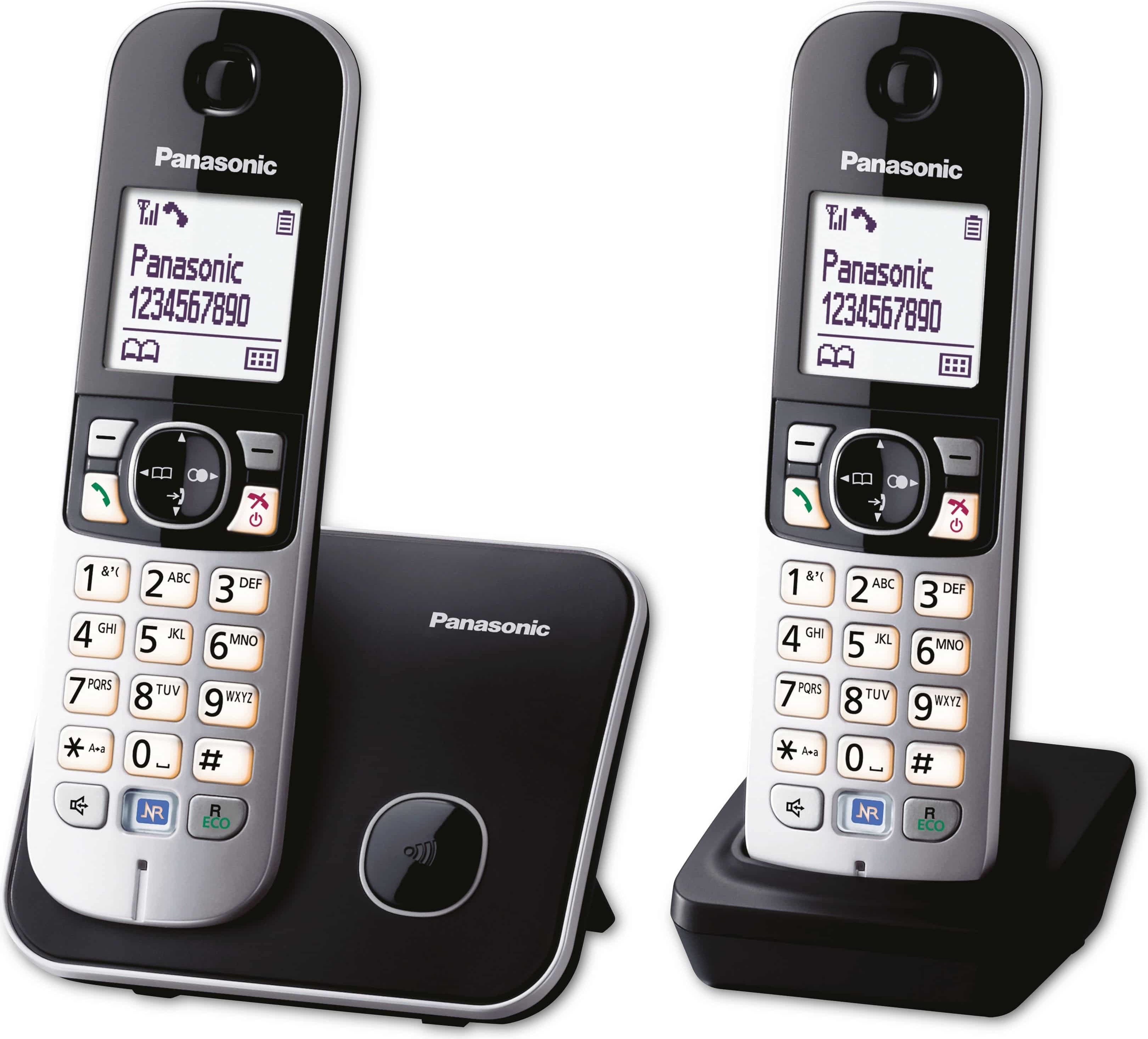 Panasonic KX-TG 6812 Strahlungsarmes Schnurlostelefon, Rufnummernanzeige, 18h Sprechzeit, 7 Tage Standby, Freisprechfunktion, Babyfon-Funktion, DECT
