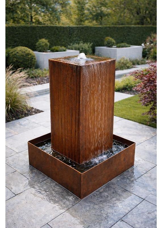 ESTEXO Gartenbrunnen Cortenstahl Brunnen Zierbrunnen Set Springbrunnen Rost 50x50x80 cm 512469