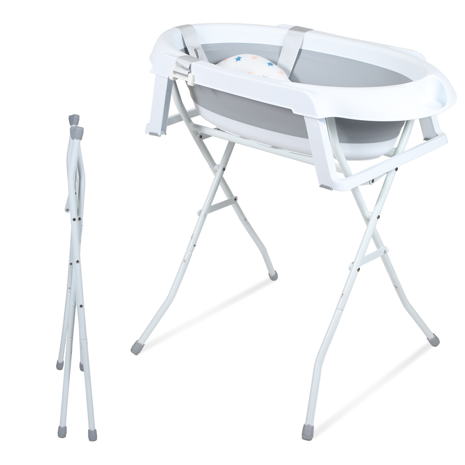HENGDA Baby Badewanne Faltbare Babywanne mit Ständer und Abfluss, Kinderbadewanne aus Silikon RL-BB9666-1-HDw