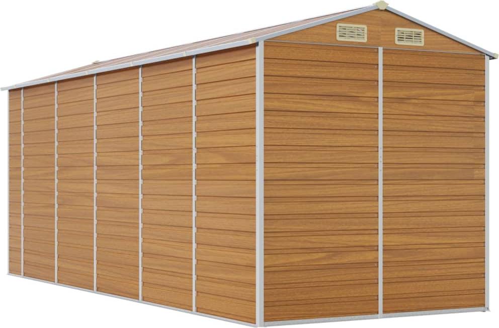 vidaXL Záhradný prístrešok svetlohnedý 191x470x198 cm pozinkovaná oceľ