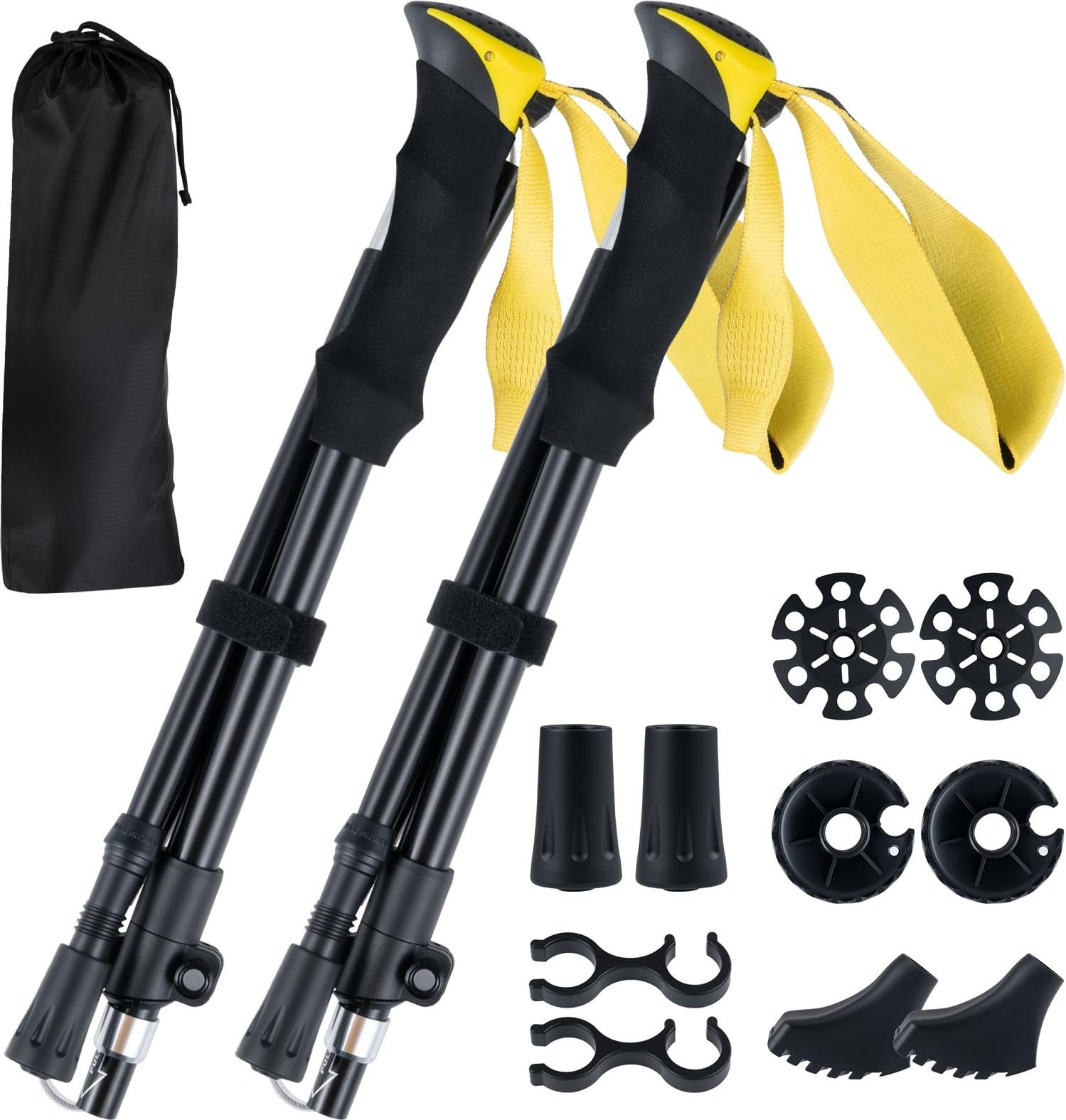 Northix Faltbare Trekkingstöcke, Schnellverschluss, 115-130 cm, Gelb