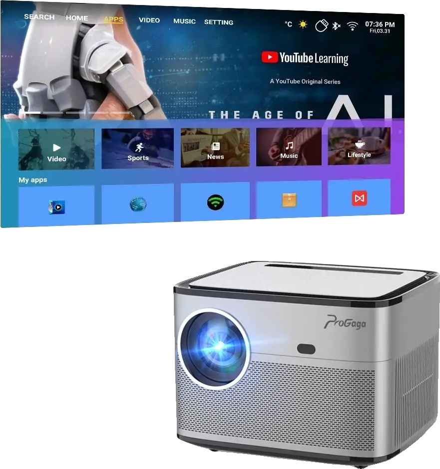 1080P Full HD projektor, jas 15000 lúmenov, kontrastný pomer 13000:1, verzia pre Android