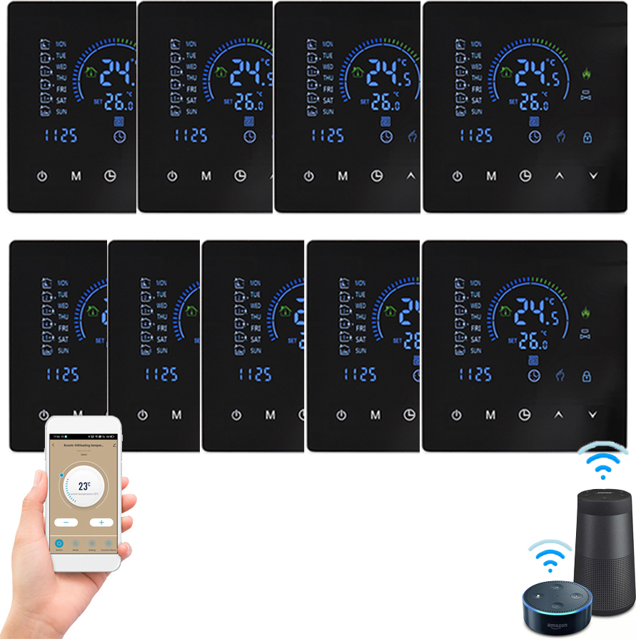 9X WiFi Smart Thermostat 3A izbový termostat Vodné ohrievače Podlahové kúrenie, dotykový displej, ovládanie cez APP, kompatibilný s Google Home/Alexa