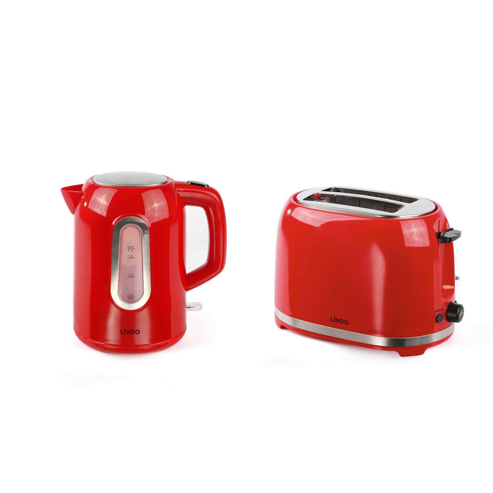 Frühstück Set Wasserkocher Erhitzer 1,7 Liter 2 Scheiben Toaster 1000 W creme