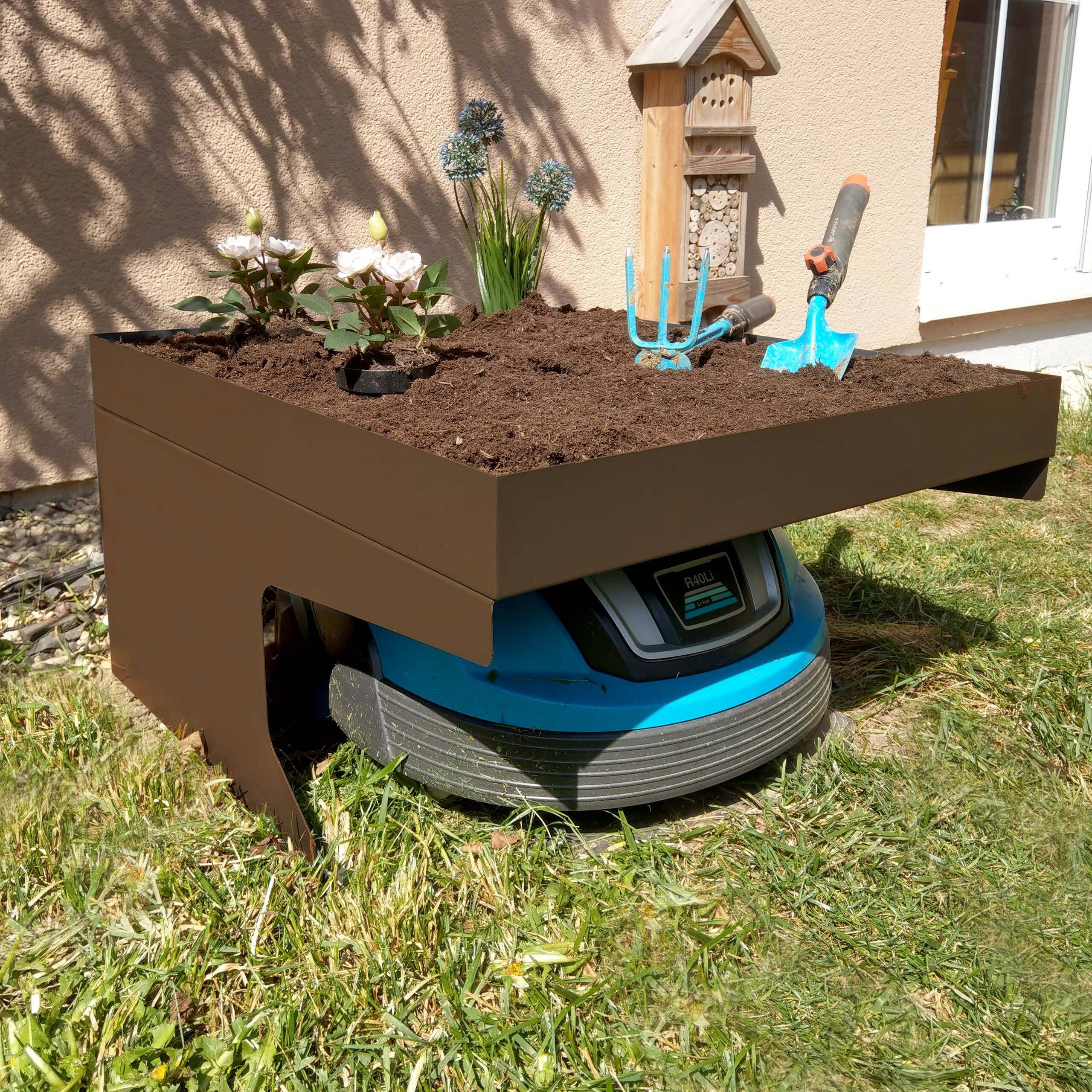 Dobar® Suburb I - Garage Per Robot Tosaerba In Legno Con Tetto Piatto, Bianco Antracite - 3