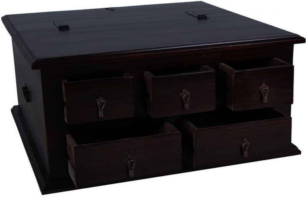 MiaMöbel Truhentisch Mexico Möbel 80x80 cm Kolonialstil Massivholz Pinie Kolonialstil 10783