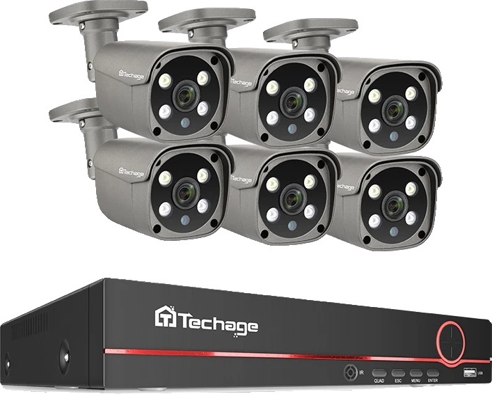 8CH POE CCTV bezpečnostný kamerový systém, 5MP HD rozlíšenie, AI rozpoznávanie tváre, 8CH 6 Bullet Camera, 3T (Outdoor Sports)