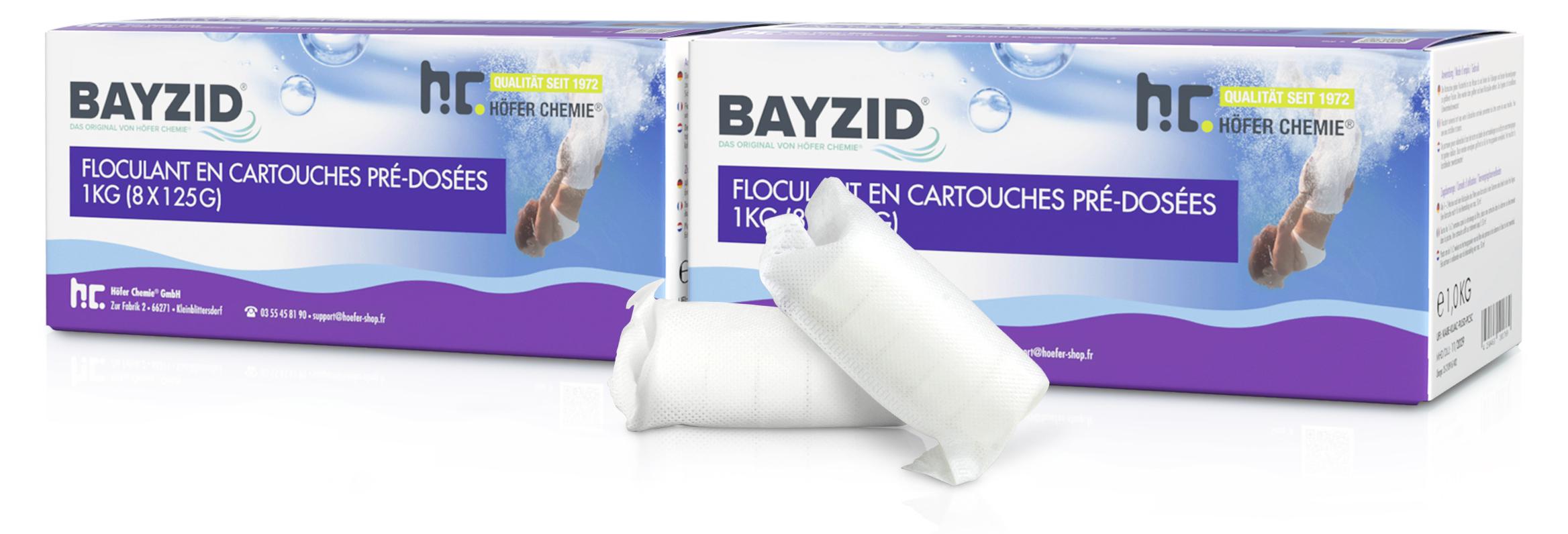 Höfer Chemie 2x1 kg BAYZID® Flockkartusche für Pools filtert Verunreinigungen raus