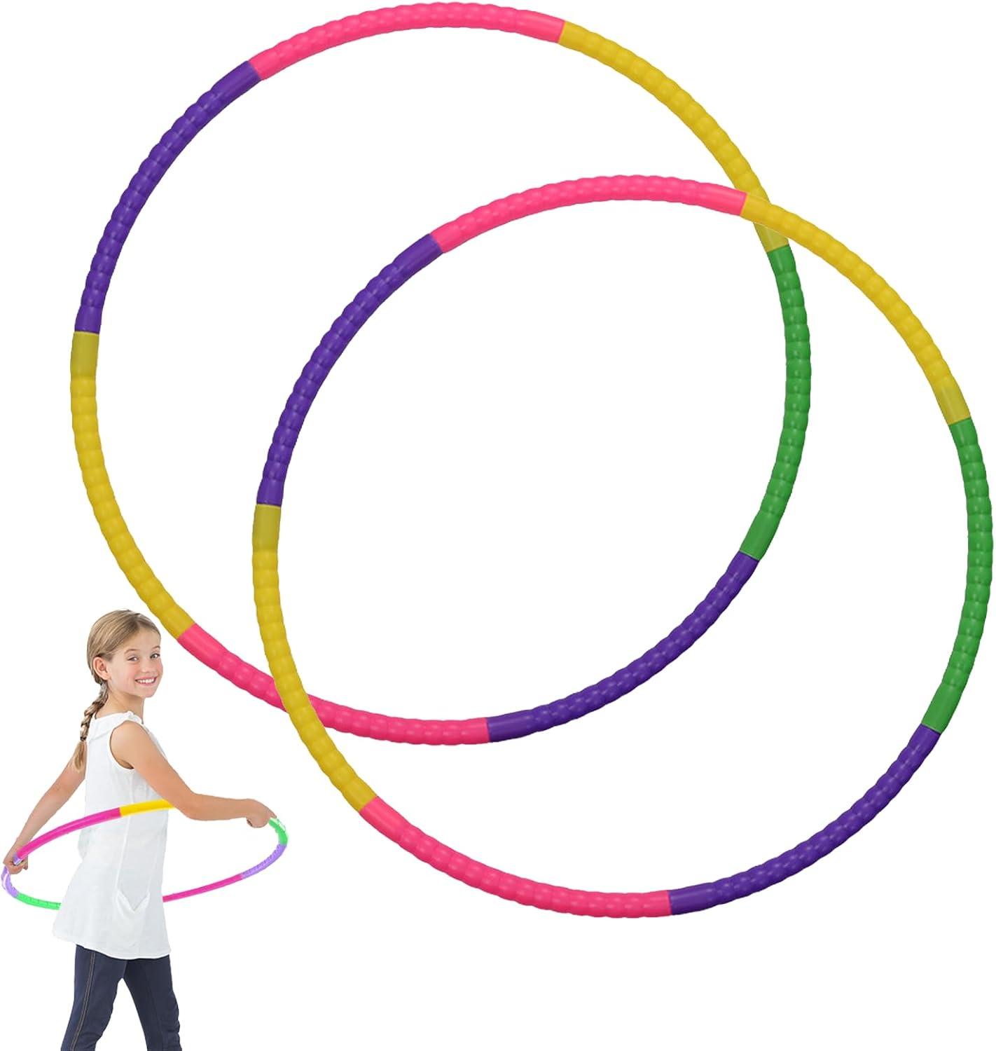 Merkloos Hula-Hoop-Reifen 2 Stück 8 Stück Hula Hoop für Kinder, farbiger Hula Hoop für Kinder, abnehmbarer Hula Hoop für Kinder 8 Jahre, geeignet für drinnen u