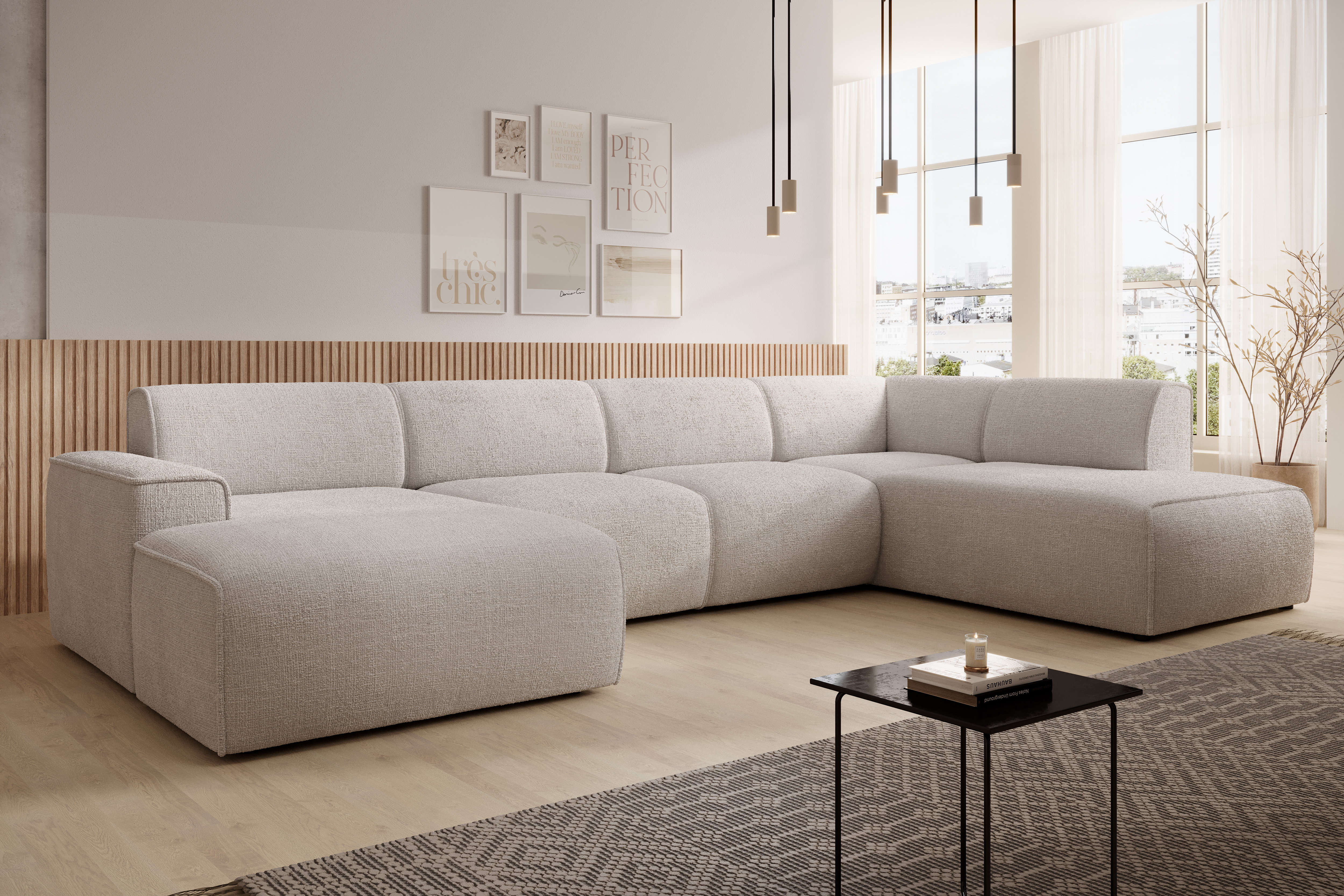 AX LIVING Wohnlandschaft U Form XXL Sofa U Form Didim 378 cm großzügig