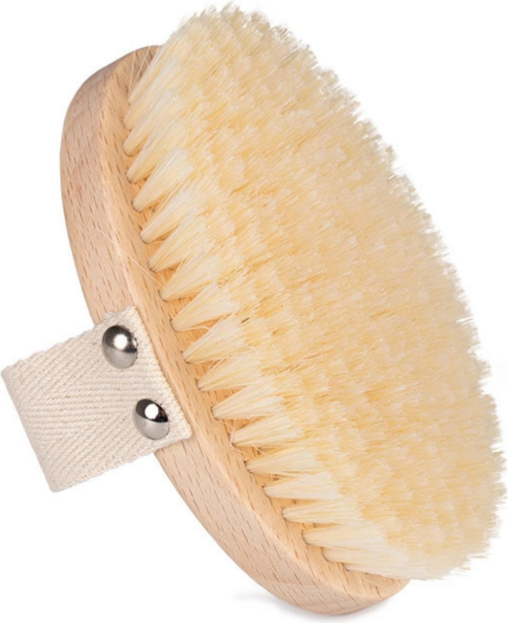 Habys Massagebürste für die Trockenmassage | 100 % natürliche, gebleichte Schweineborsten | Trockenbürste weich | für sanfte Pflege & Massage HA-T-POZSTARMANN003