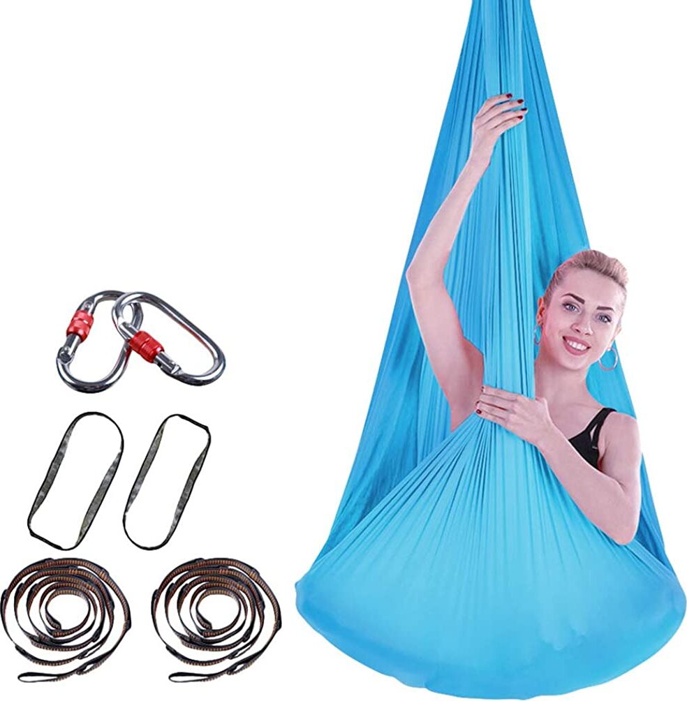 Mmgoqqt Yoga DIY Silk Pilates Premium Aerial Silks Equipment Aerial Yoga Tuch Aerial Silk elastische Yoga Hängematte mit Stoff Zubehör 4 Meter Kau-LAHXY-234200115