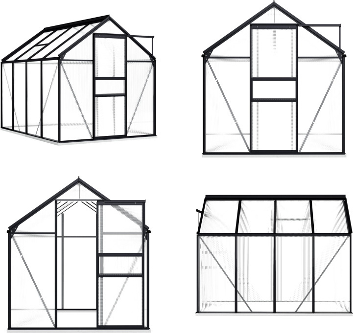 vidaXL Gewächshaus mit Fundament Anthrazit Aluminium 4,75 m² - Gewächshaus - Gewächshäuser - Treibhaus - Treibhäuser HL48216