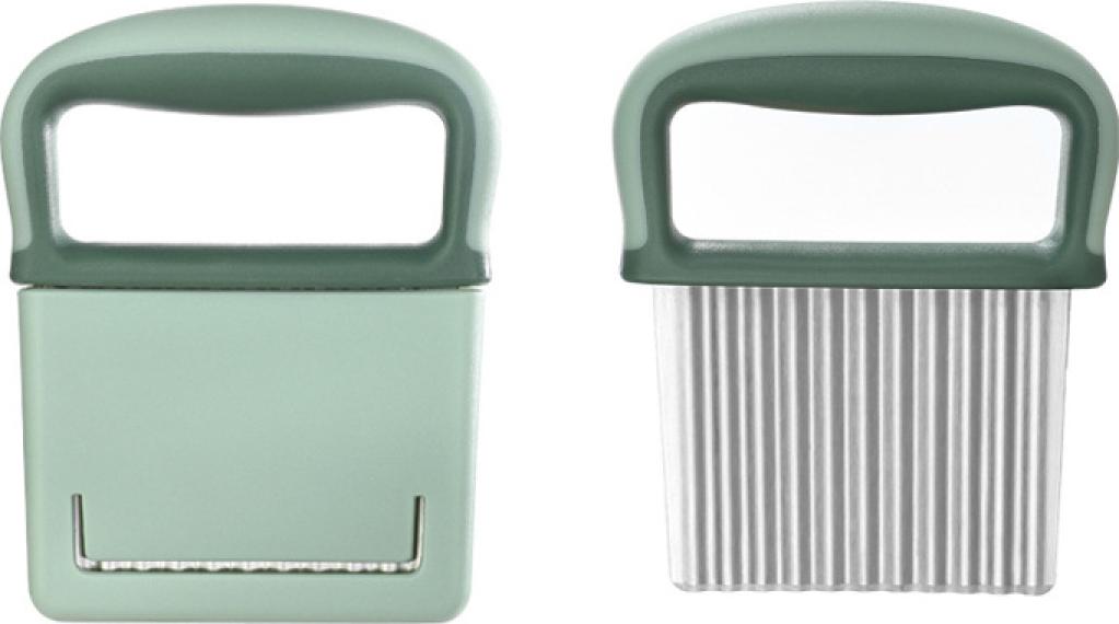 Einemgeld Wellenschneider – Pommes-Wellenschneider – Wellenschneider mit Schutzkappe – Wellenschneider aus Edelstahl – Für Pommes, Obst, Gemüse und Butter – Grün K-PCXJ-20251113-95