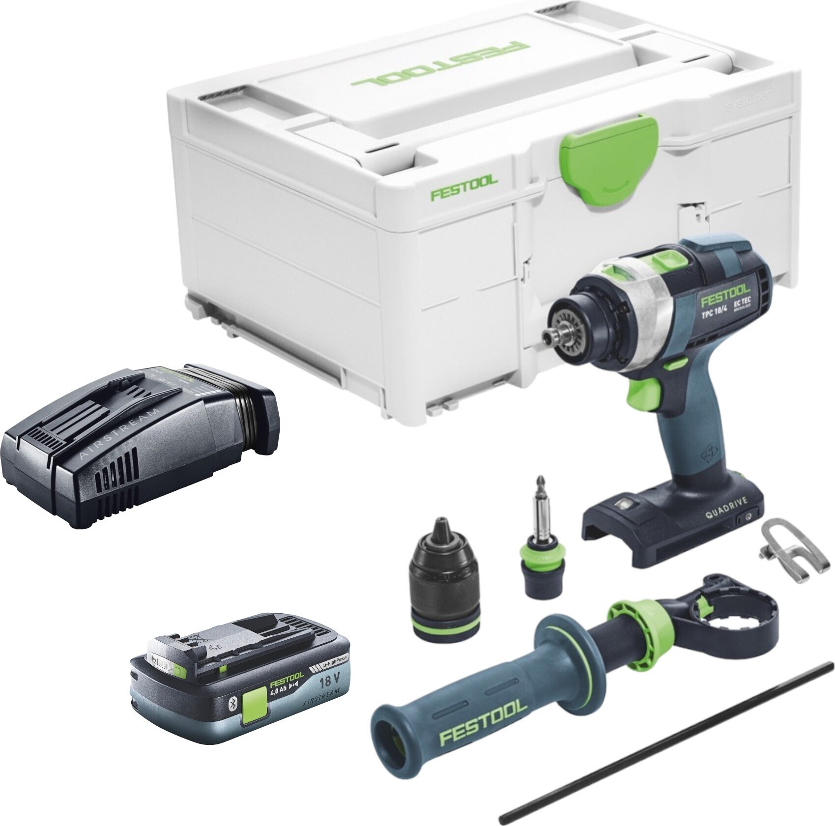 Festool TPC 18/4 I-Basic akumulátorová príklepová vŕtačka 18 V 75 Nm + 1x akumulátor 4,0 Ah + rýchlonabíjačka + systainer