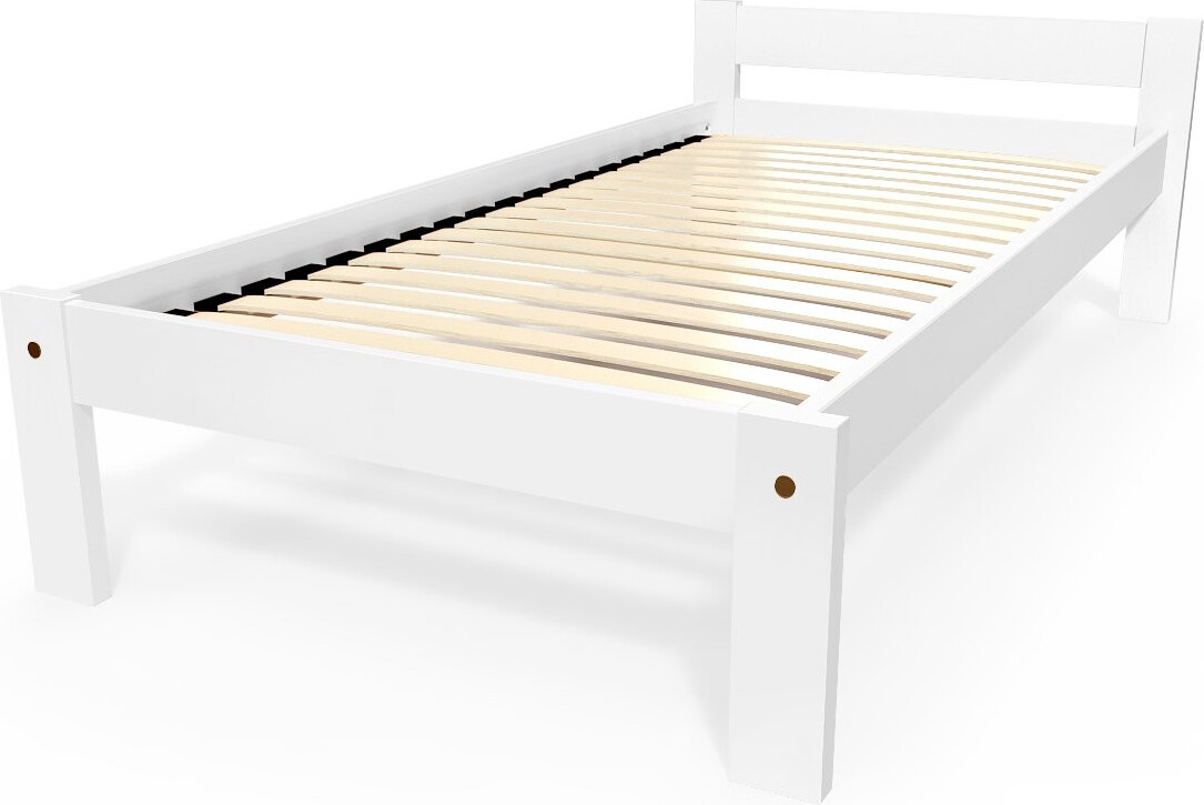 ABC MEUBLES Bett 90x190 Simply aus Buche - Weiß SIMPLY90