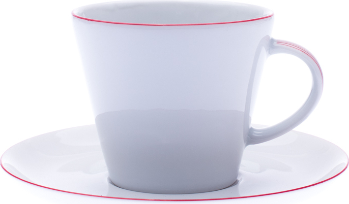 Thun 1794 Tom, Tasse mit Untertasse, Porzellan, 260 ml, rote Linie, Thun