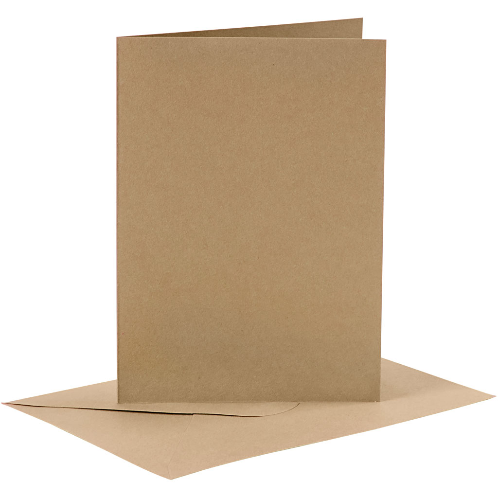 NoBrand Creativ Firmenkarten und Umschläge, Kartengröße 10,5x15 cm, Umschlaggröße 11,5x16,5 cm, 110+230 gr, natur, 6er Set 1 Box 1.23021