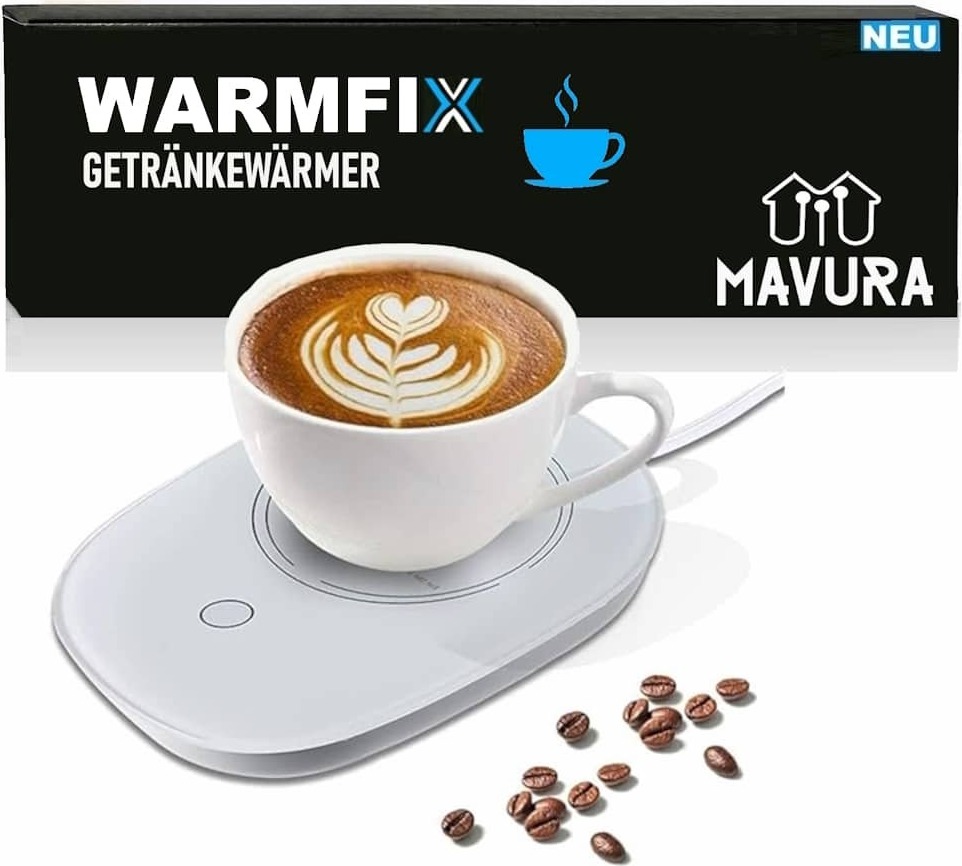 NaMaSyo Elektrischer Tassenwärmer Edelstahl - 2 Ablageflächen Für Café & Haushalt