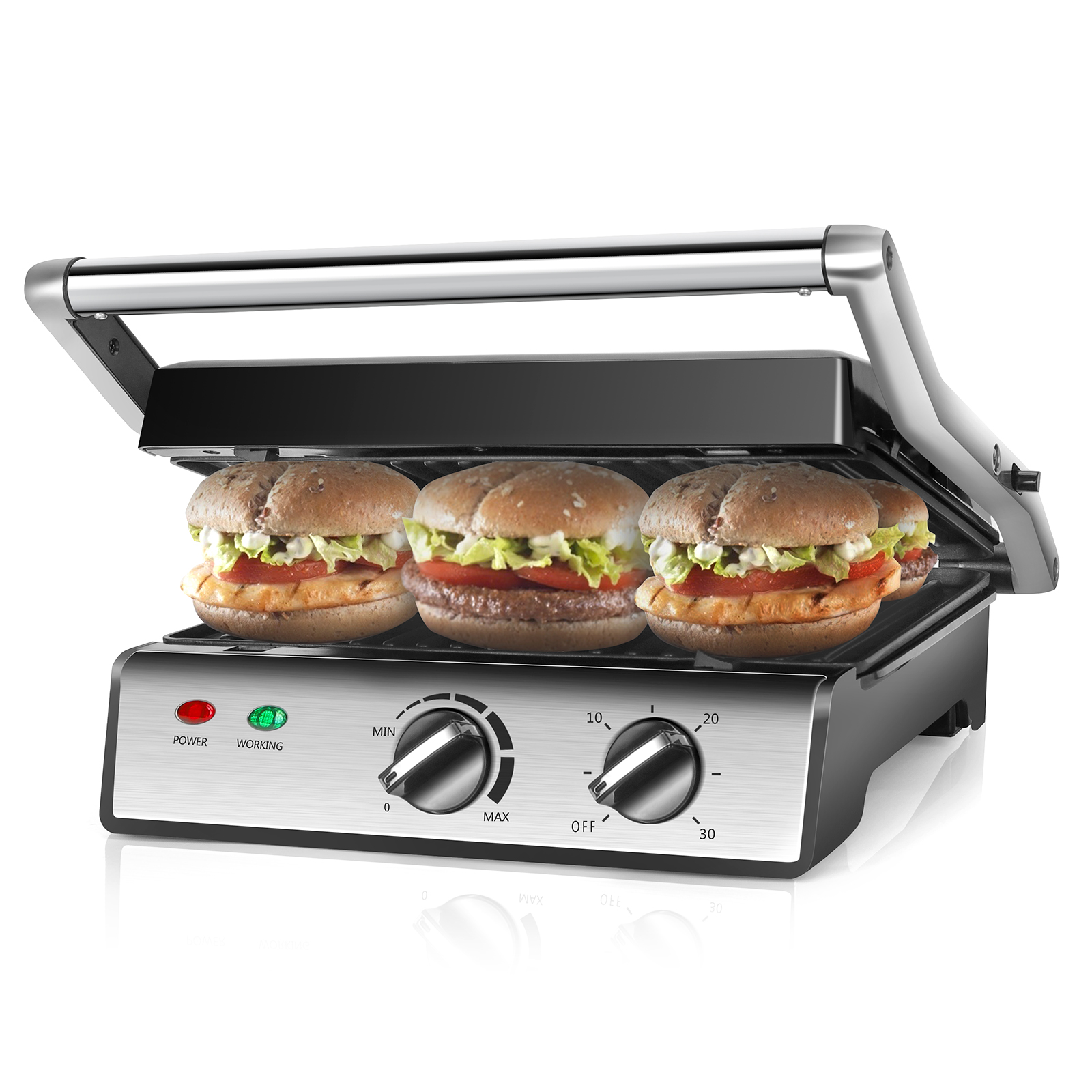 Elektrický kontaktný gril Aigostar Max 2000W | Skladací s časovačom