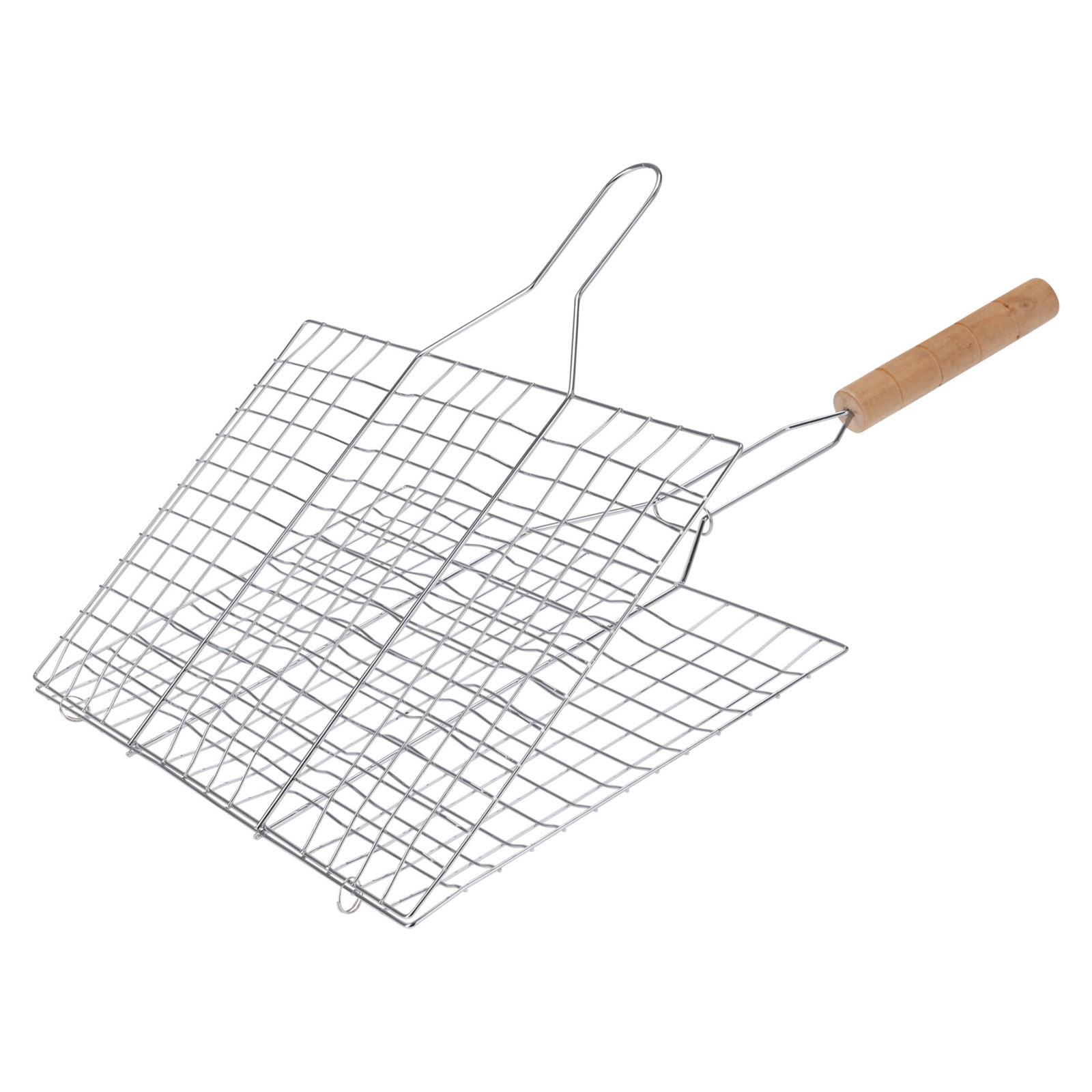 HAC24 BBQ Grillguthalter Grillkorb Grillhalter Grillgut Fleisch Fisch Würstchen Gemüse Halter Grillgitter Verchromt 175508842