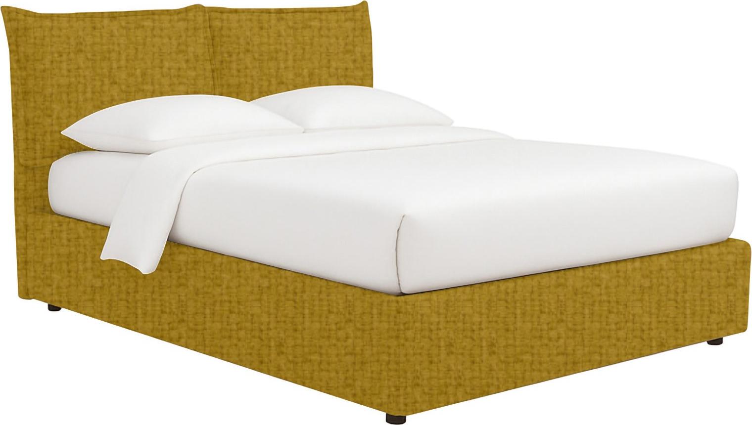 Einzelbett Dmora Lapedona, Senfgelb, Abnehmbar mit Stauraum