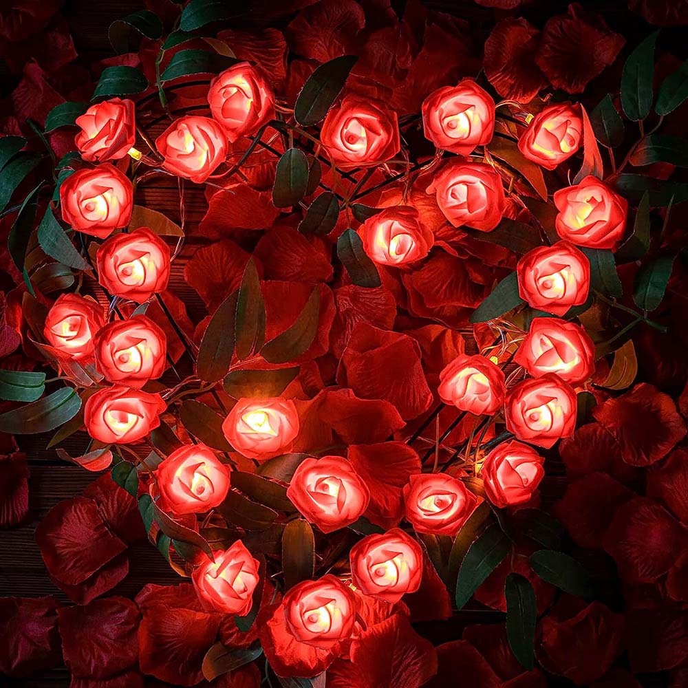 LED Rosen Lichterkette 3 Meter – Batteriebetrieben, 20 Weiße Rosen, Für Deko In Wohnung & Bei Hochzeiten