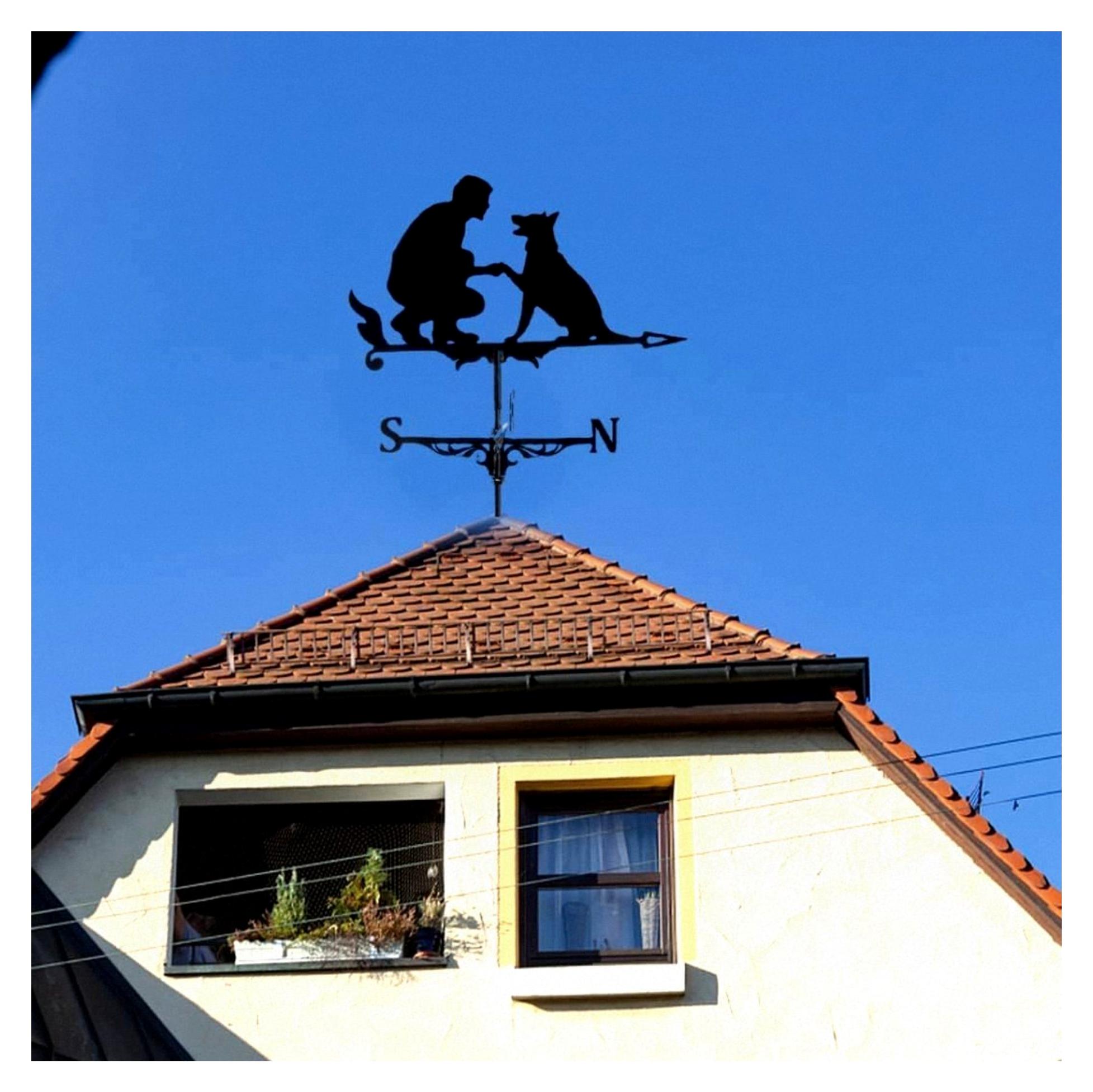 Markenlos Wetterfahne aus Edelstahl, Dekorative Windfahne im Architektonischen Stil für Garten und Haus