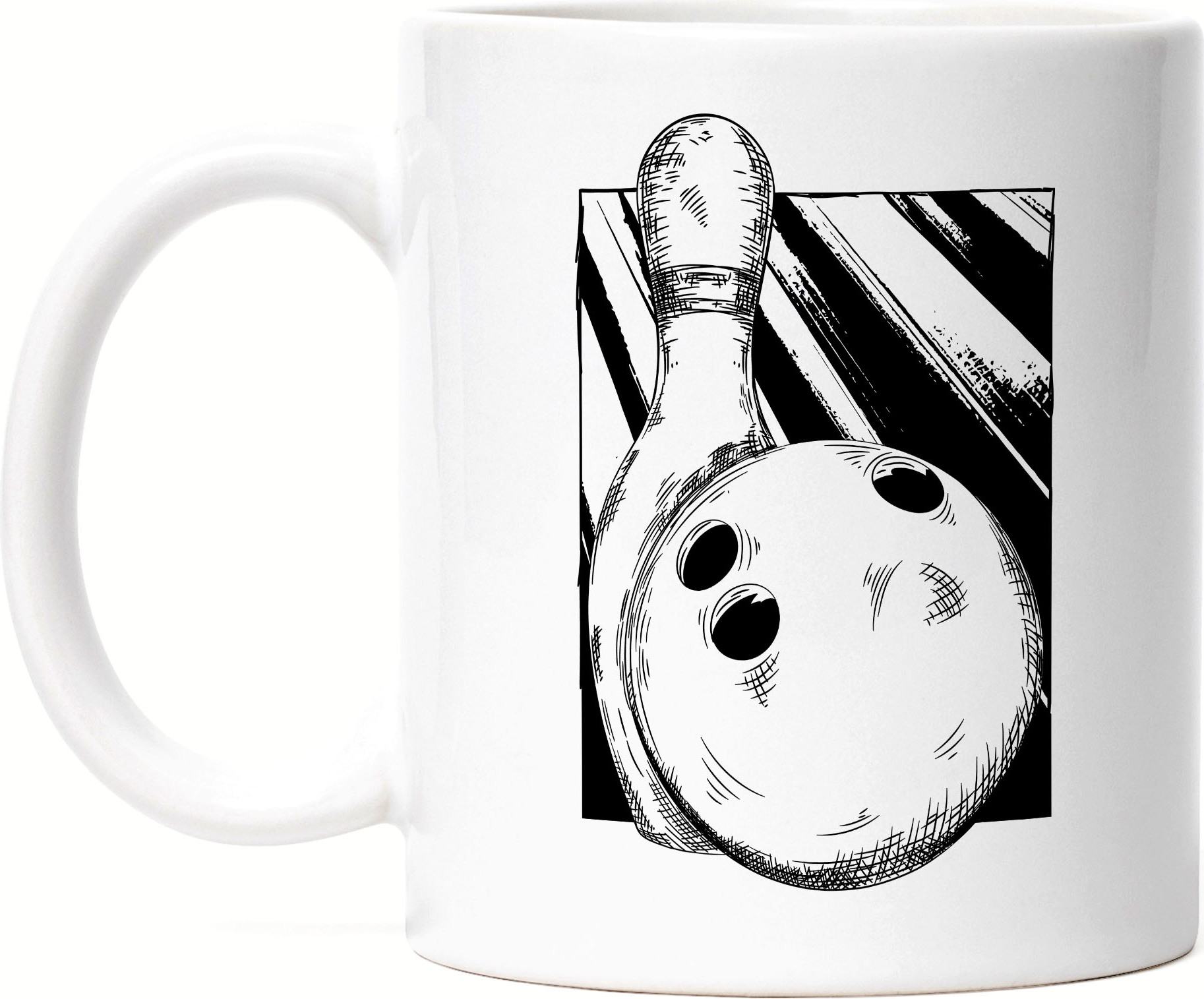 Hey!Print Kegeln Tasse Weiß Bowling Kegeln Kegel Kegelball Bowlingball Bowlingbahn Kegelbahn Spiel Pins Freizeit Hobbie HP-1841-T