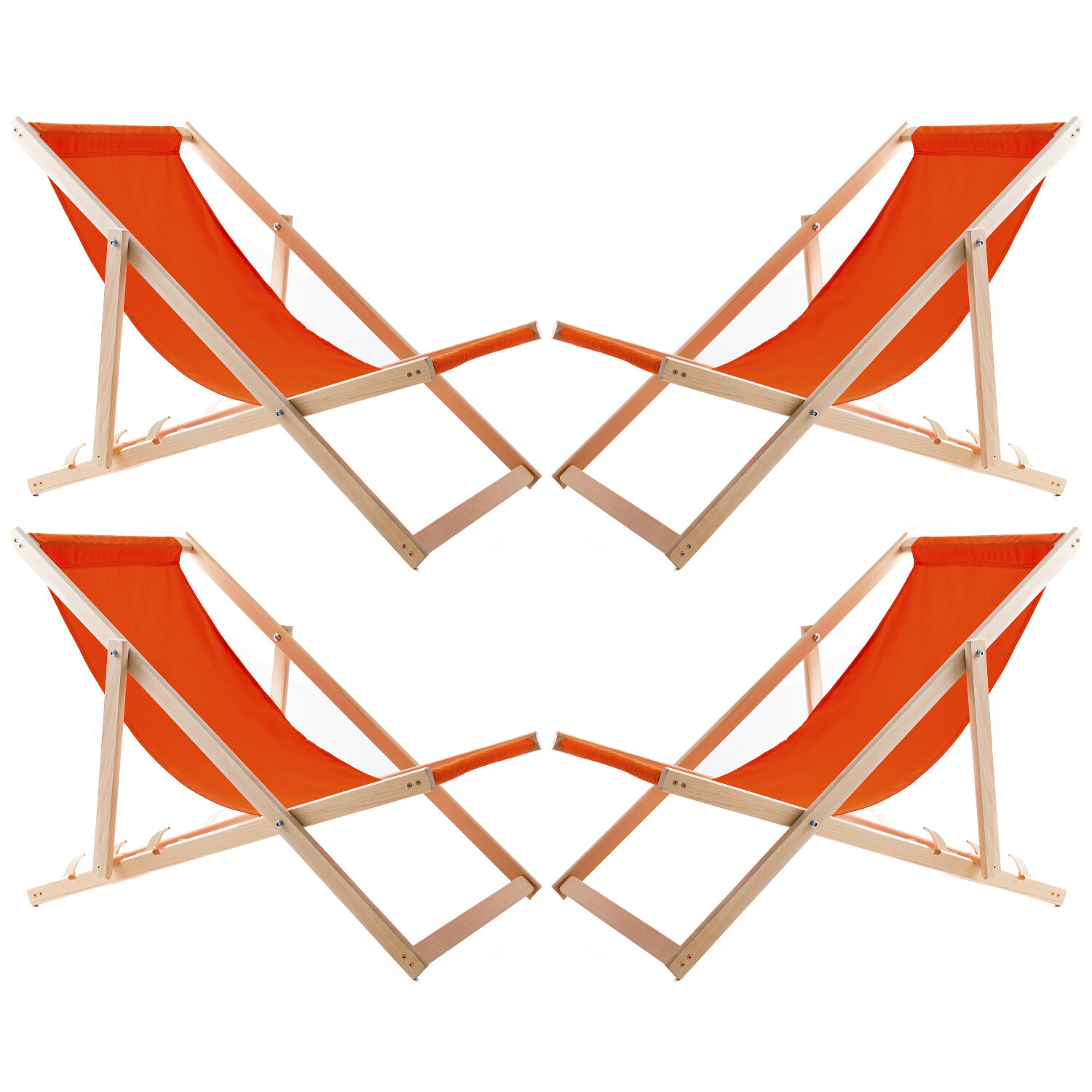 WOODOK 4x Gartenstrandkorb aus Holz orange