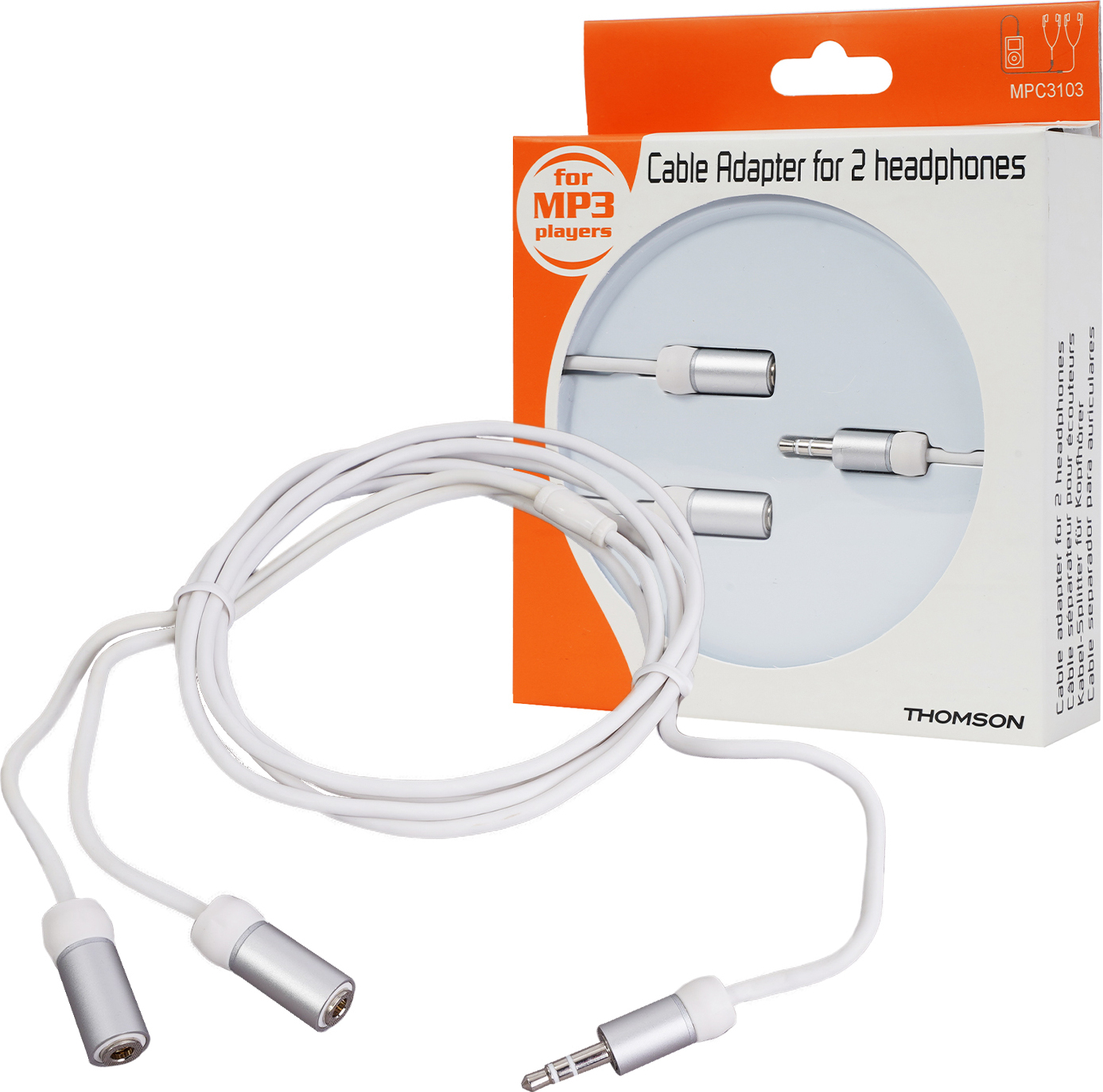 Thomson Y Klinken-Adapter für 2x Kopfhörer 1,8m Weiß 131552